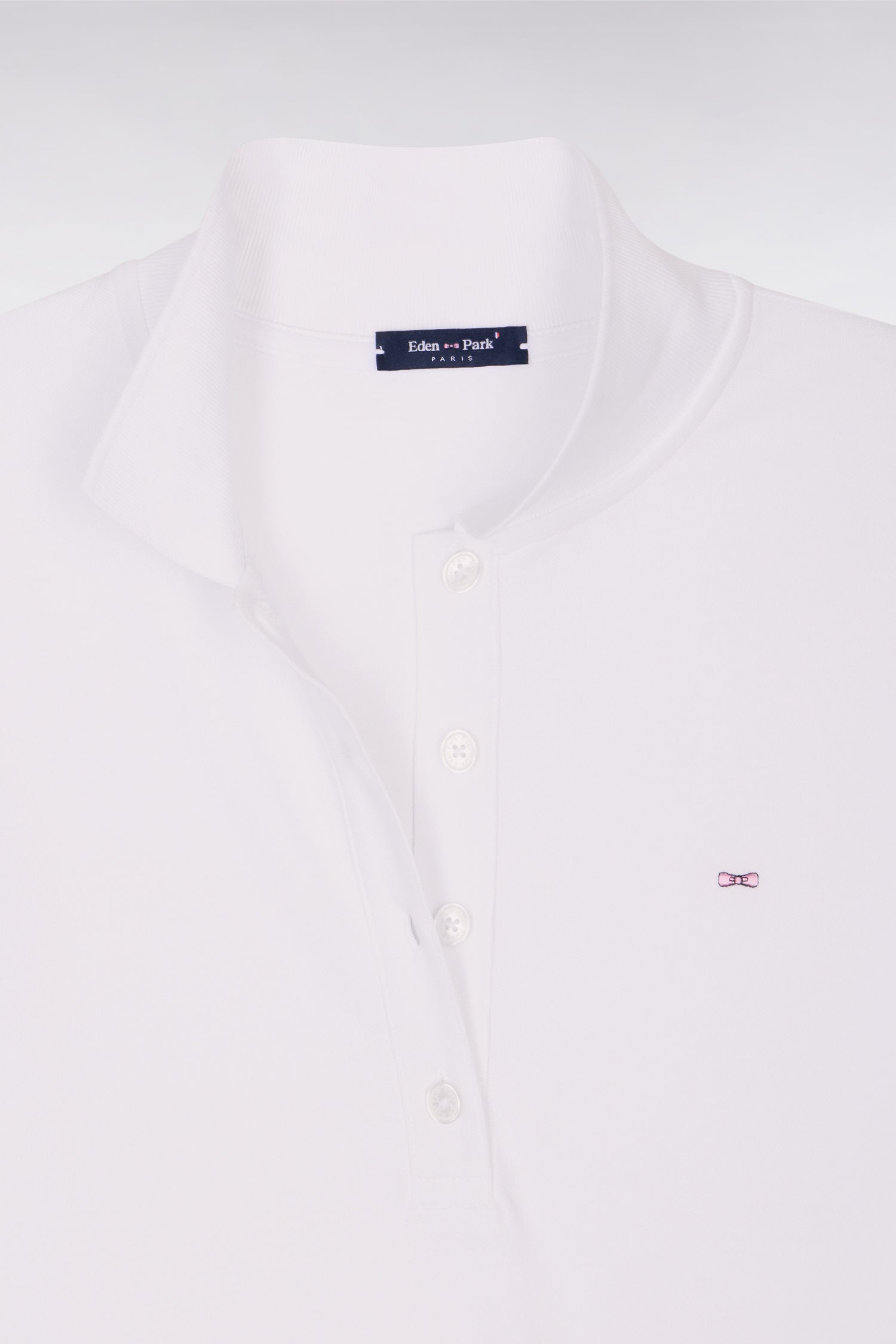 Polo à manches courtes en coton stretch blanc