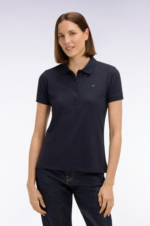 Polo à manches courtes en coton stretch marine - Image 3