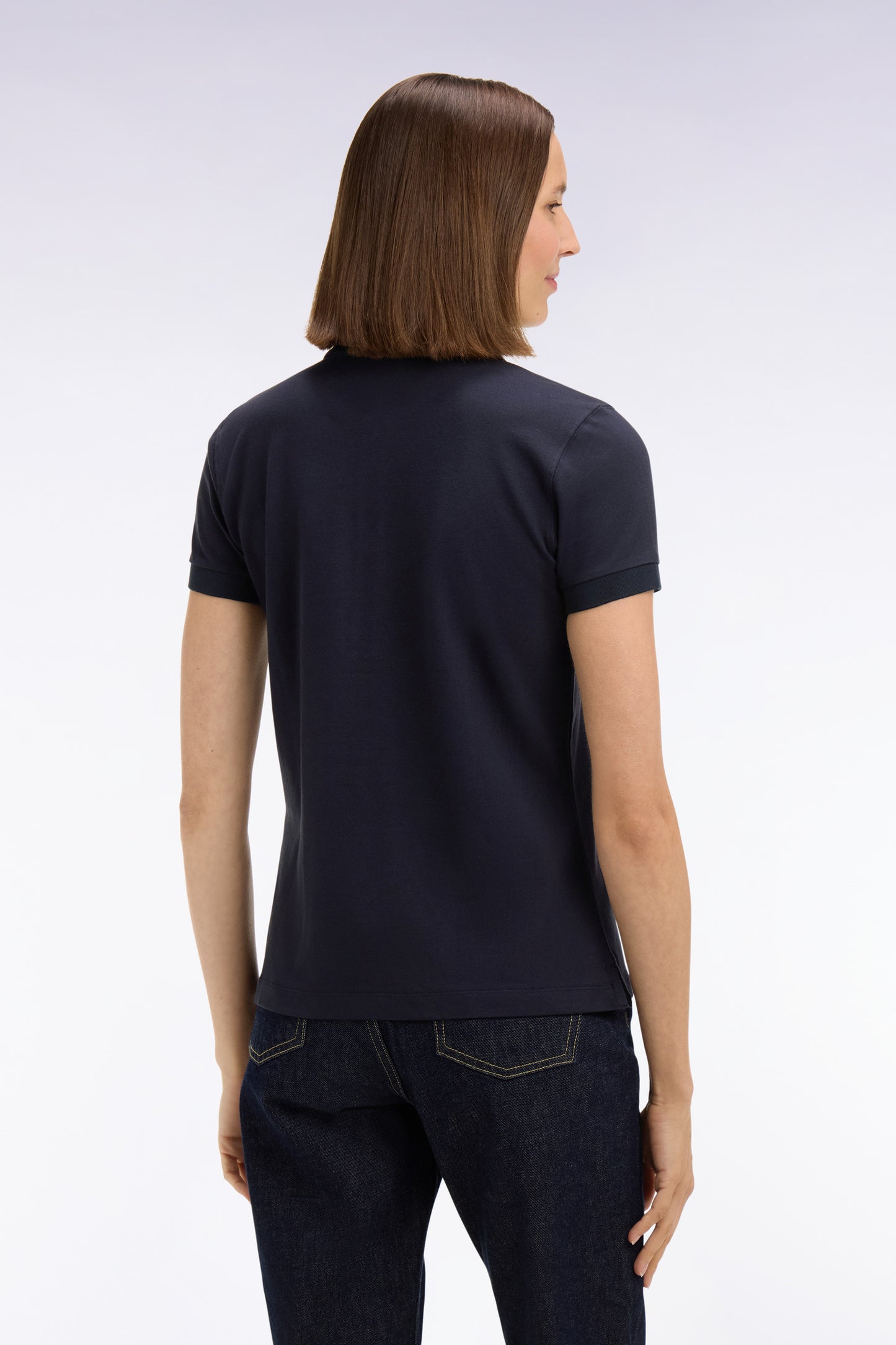 Polo à manches courtes en coton stretch marine