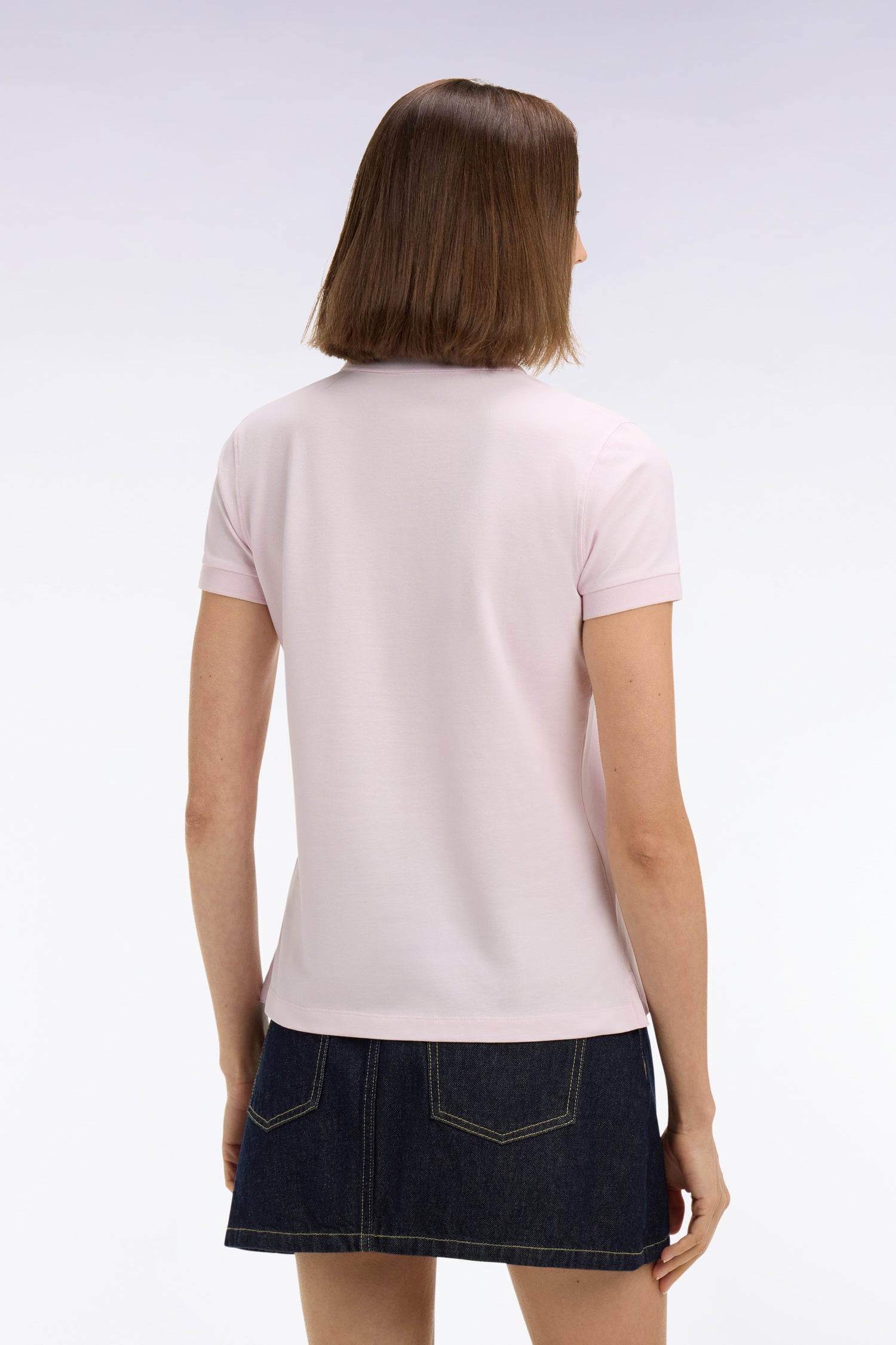Polo à manches courtes en coton stretch rose