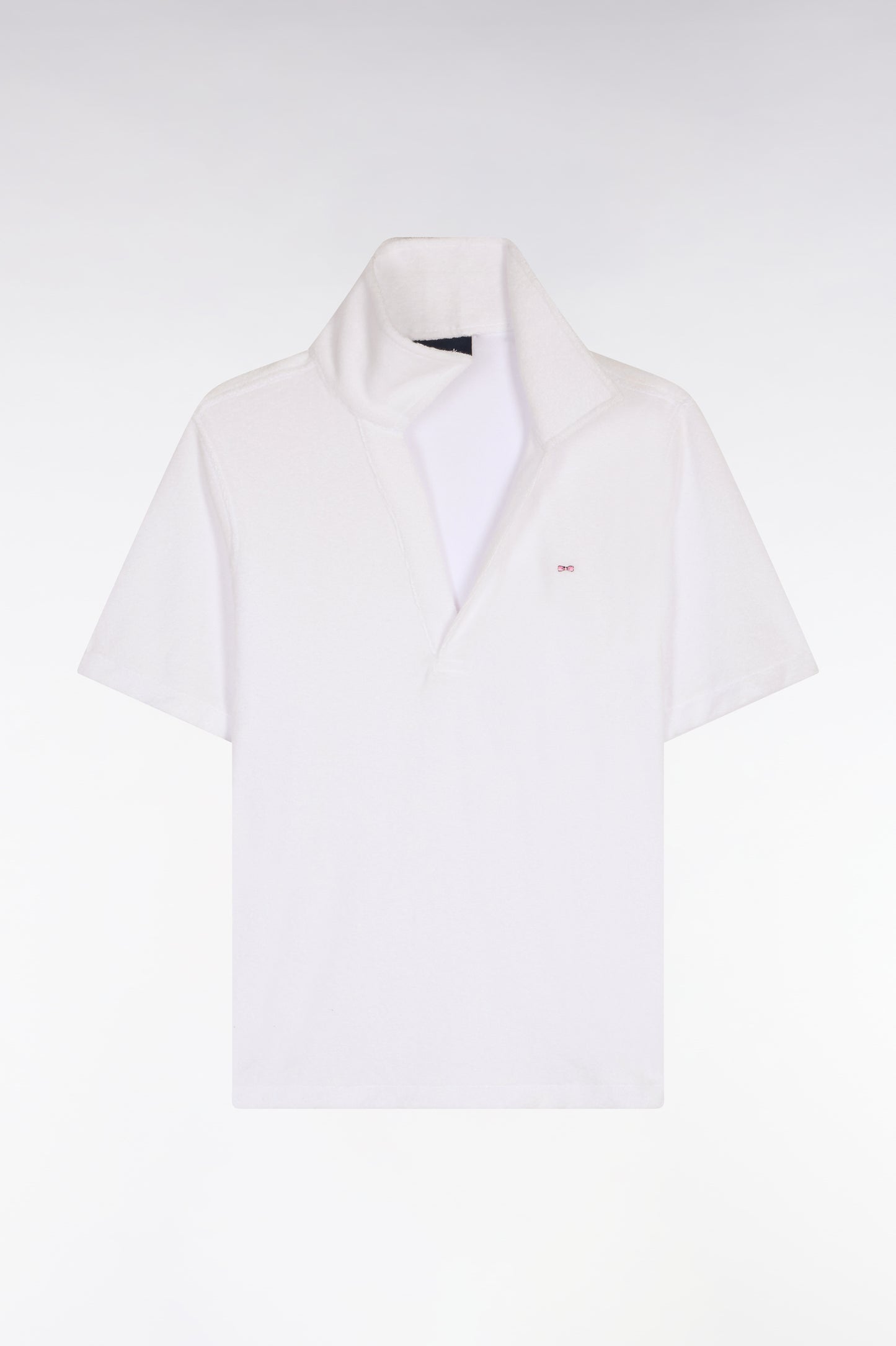 Polo à manches courtes en coton éponge blanc coupe regular