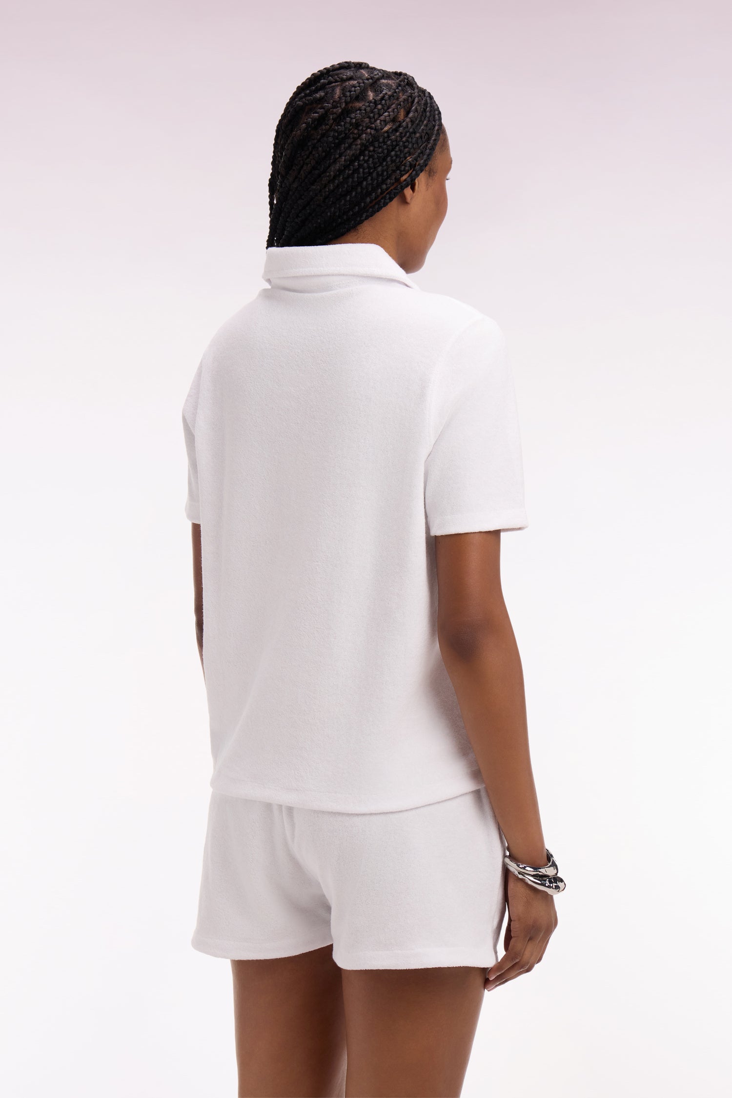 Polo à manches courtes en coton éponge blanc coupe regular
