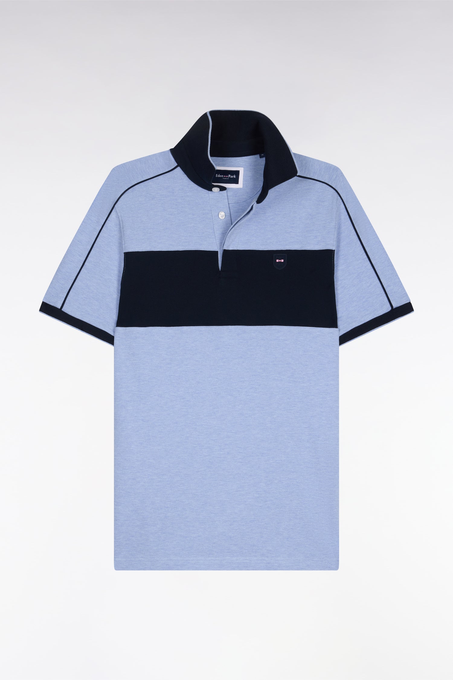 Polo à manches courtes en coton stretch ciel coupe slim