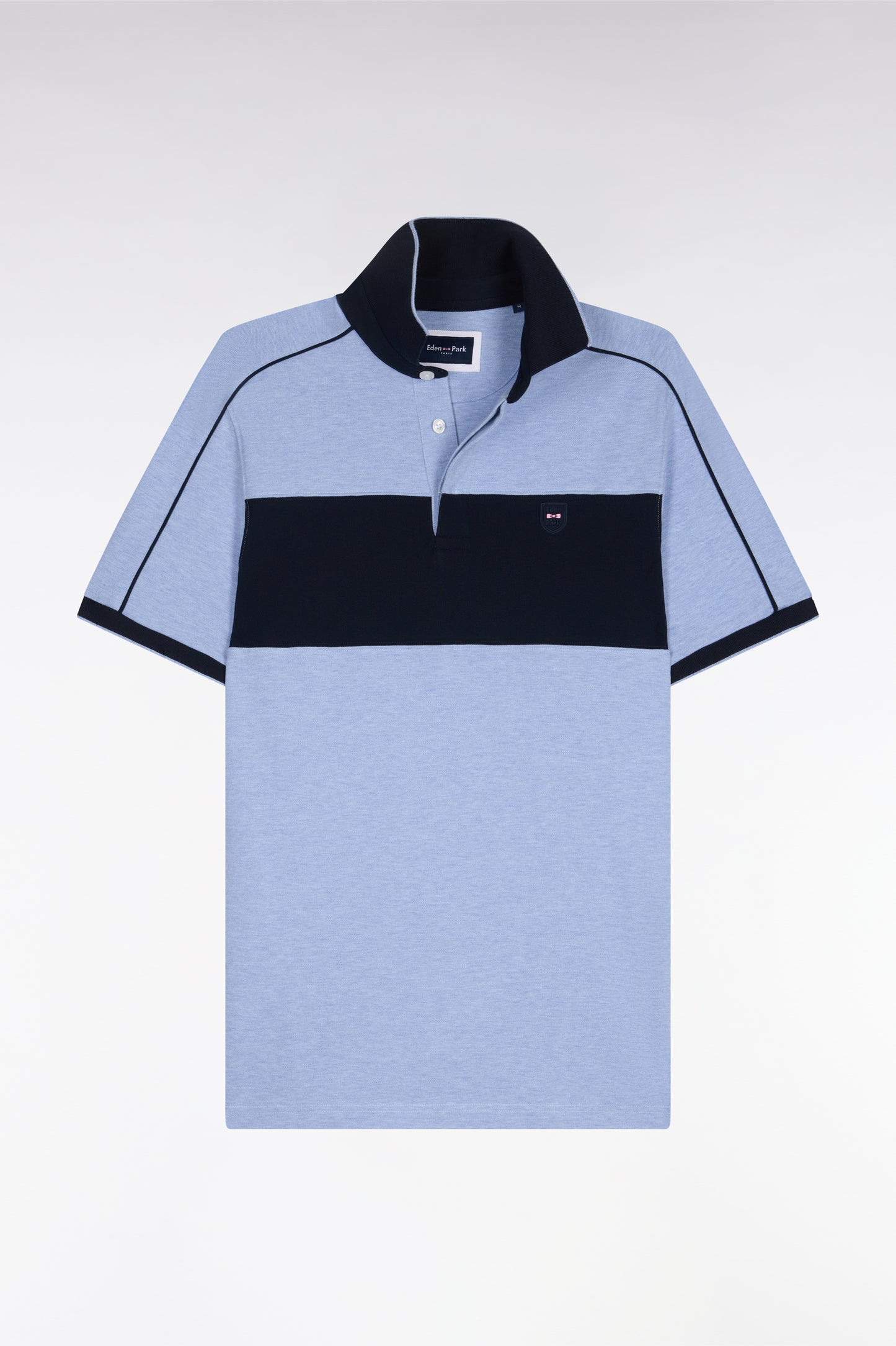 Polo à manches courtes en coton stretch ciel coupe slim