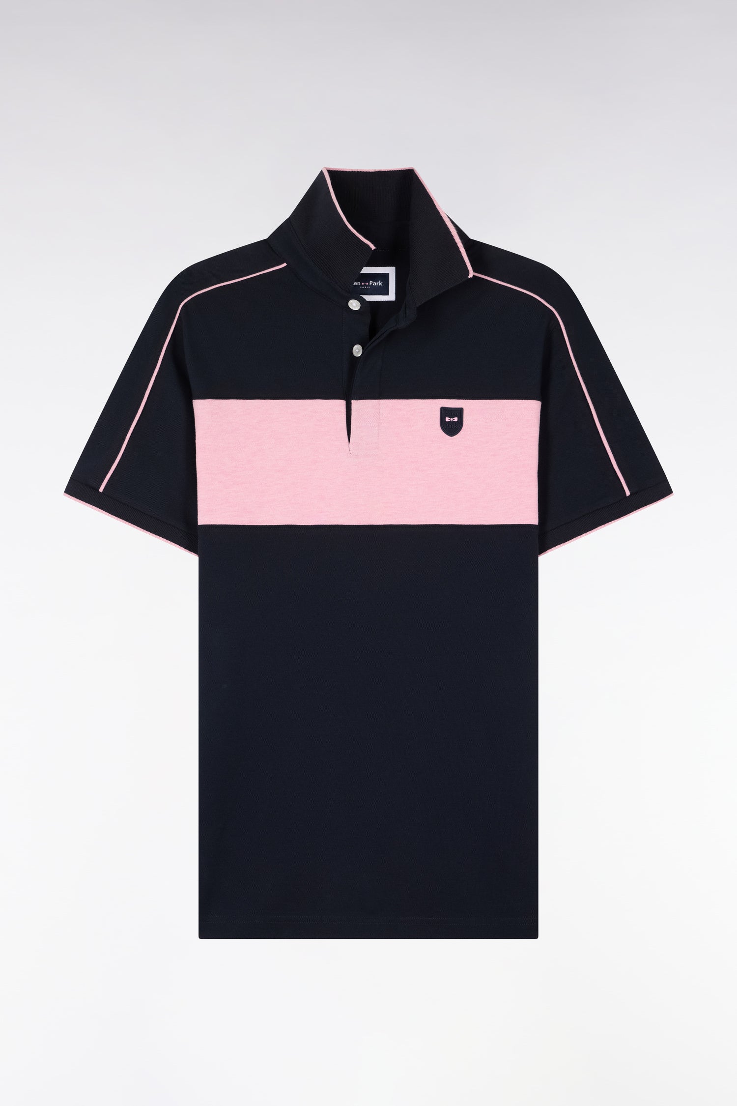 Polo à manches courtes en coton stretch rose coupe slim