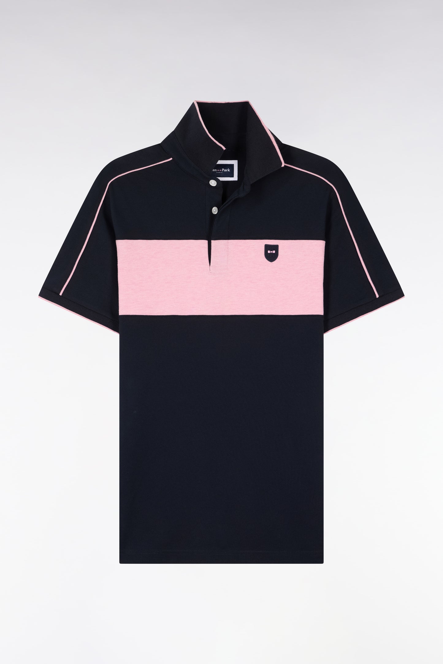 Polo à manches courtes en coton stretch rose coupe slim