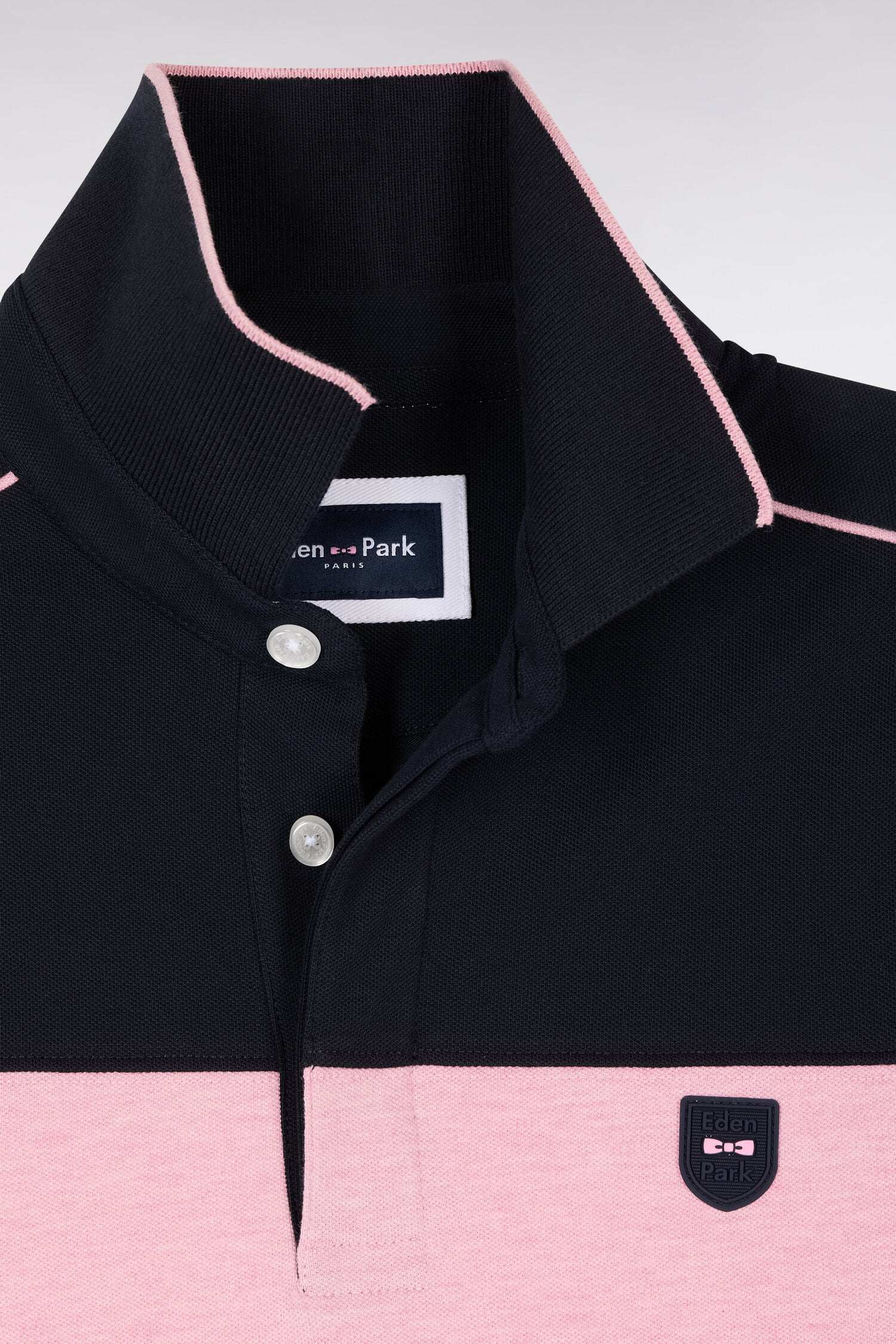 Polo à manches courtes en coton stretch rose coupe slim