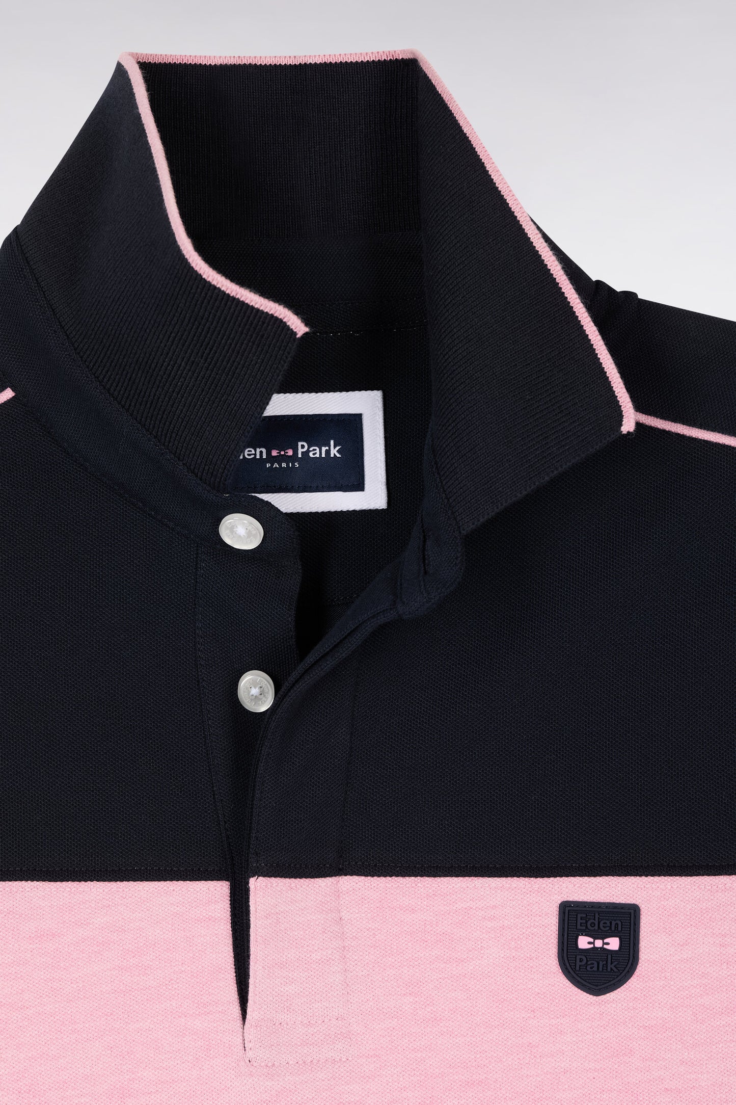 Polo à manches courtes en coton stretch rose coupe slim