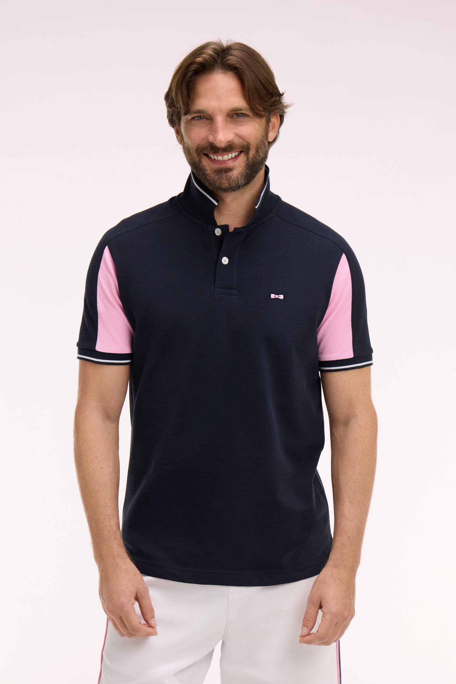 Polo manches courtes en coton marine