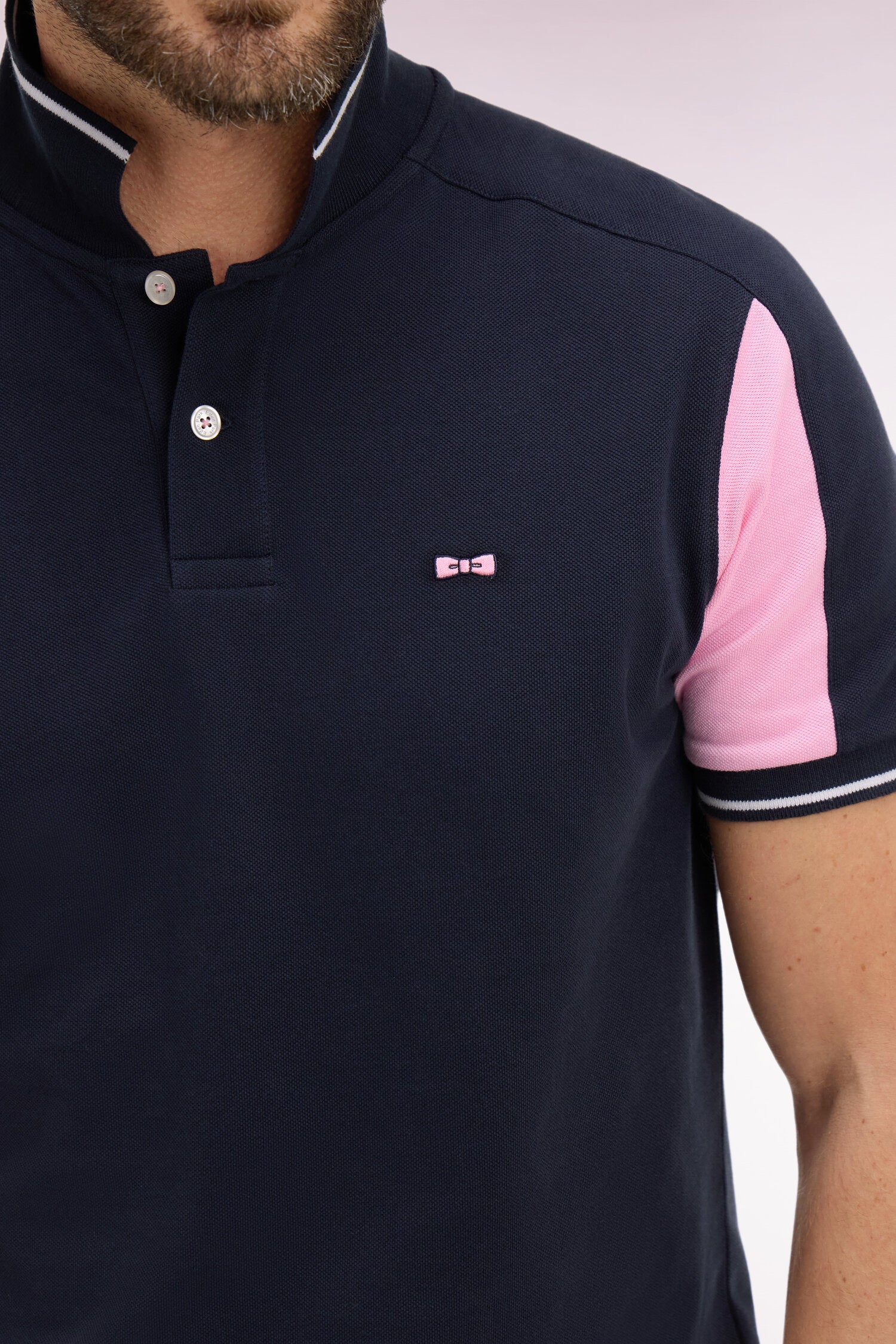 Polo manches courtes en coton marine