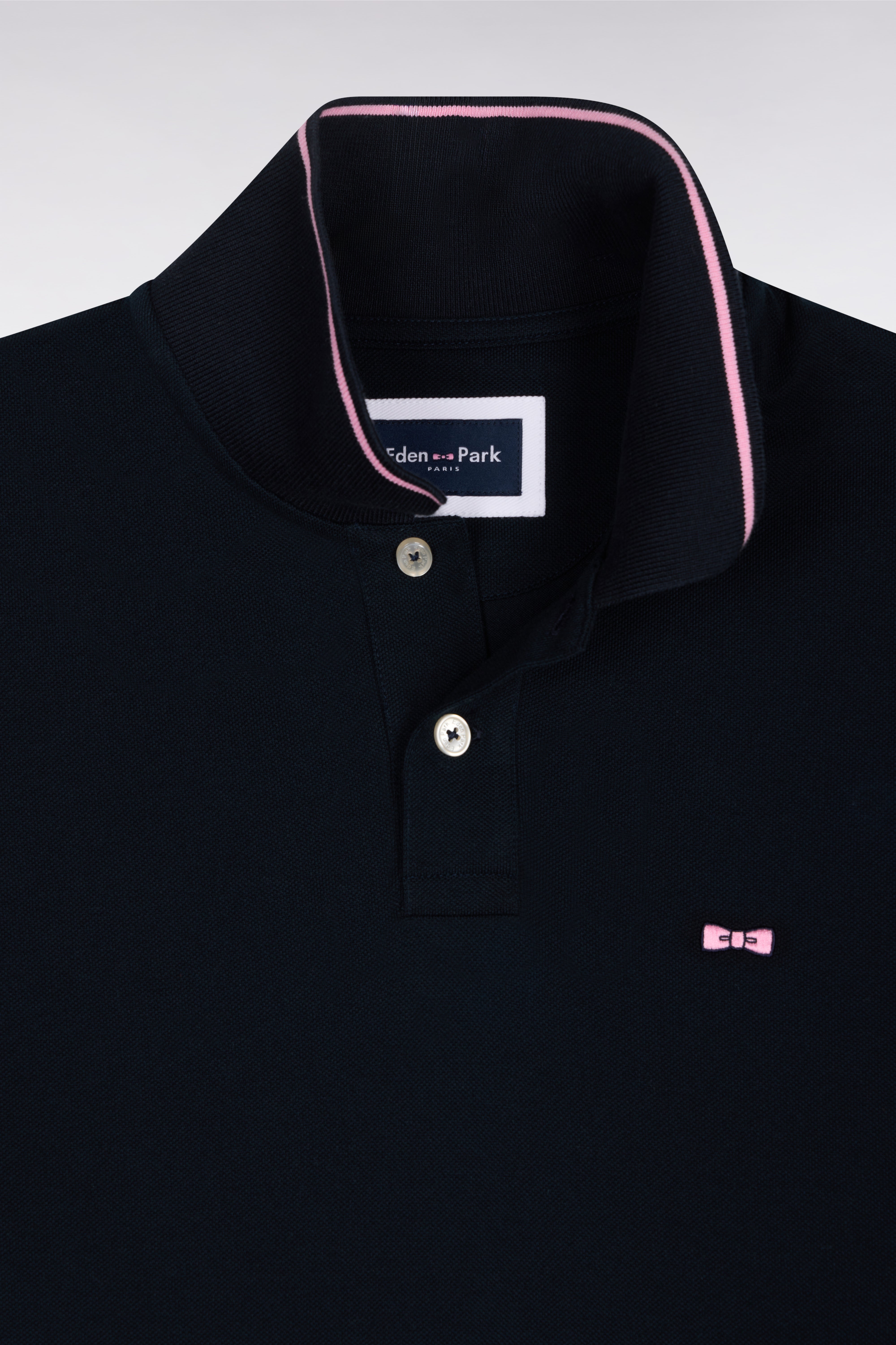 Polo à manches courtes en coton marine brodé coupe regular