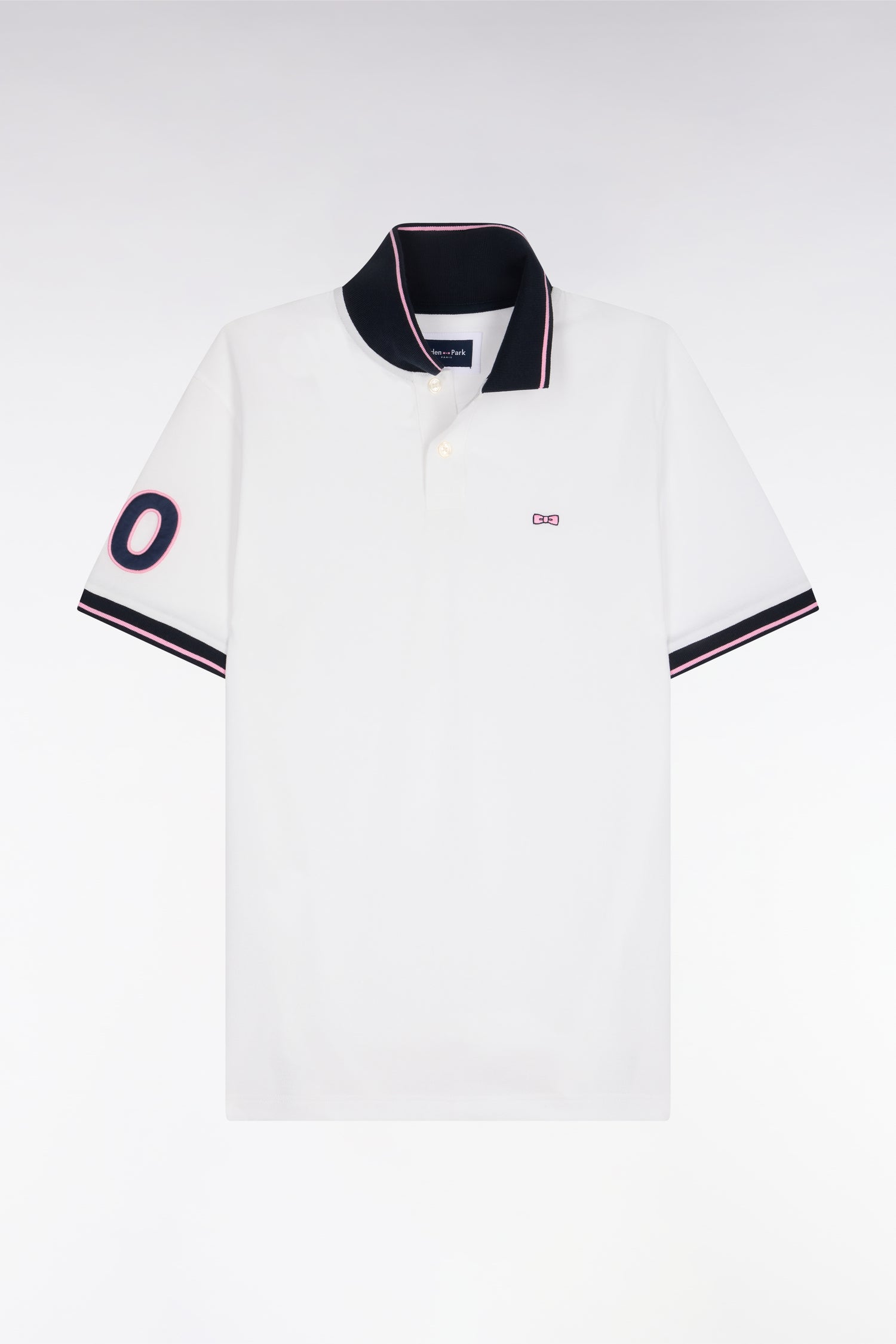 Polo à manches courtes en coton blanc brodé coupe regular