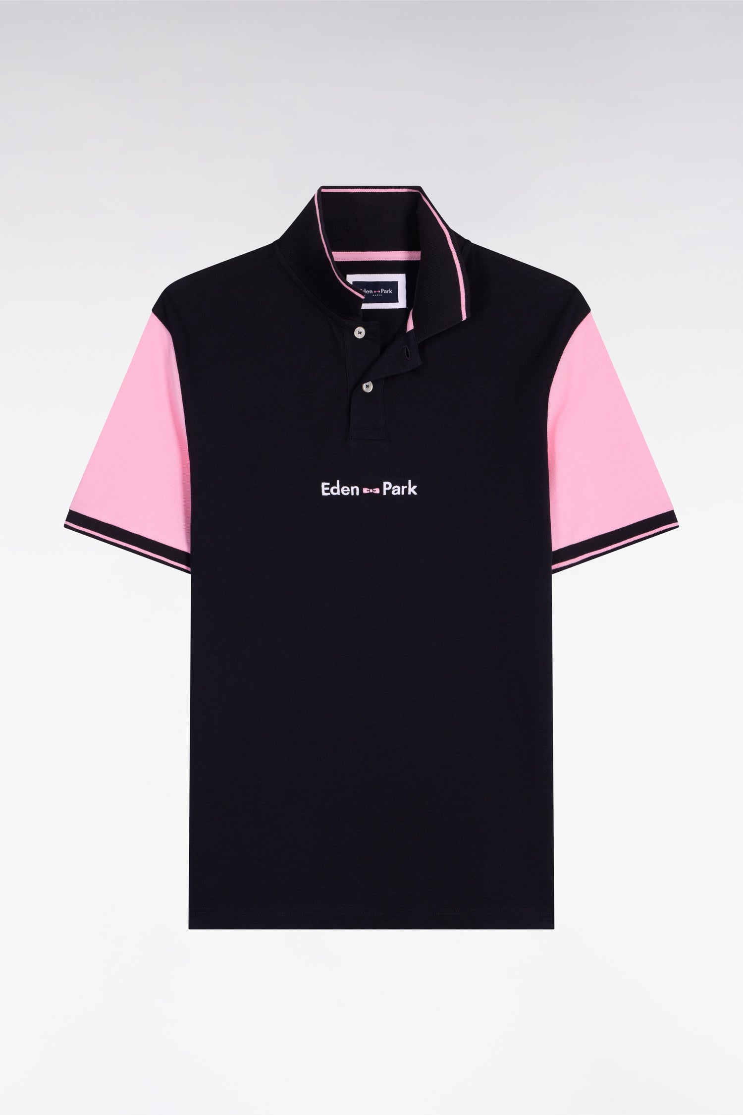 Polo à manches courtes en coton marine broderie Eden Park coupe regular
