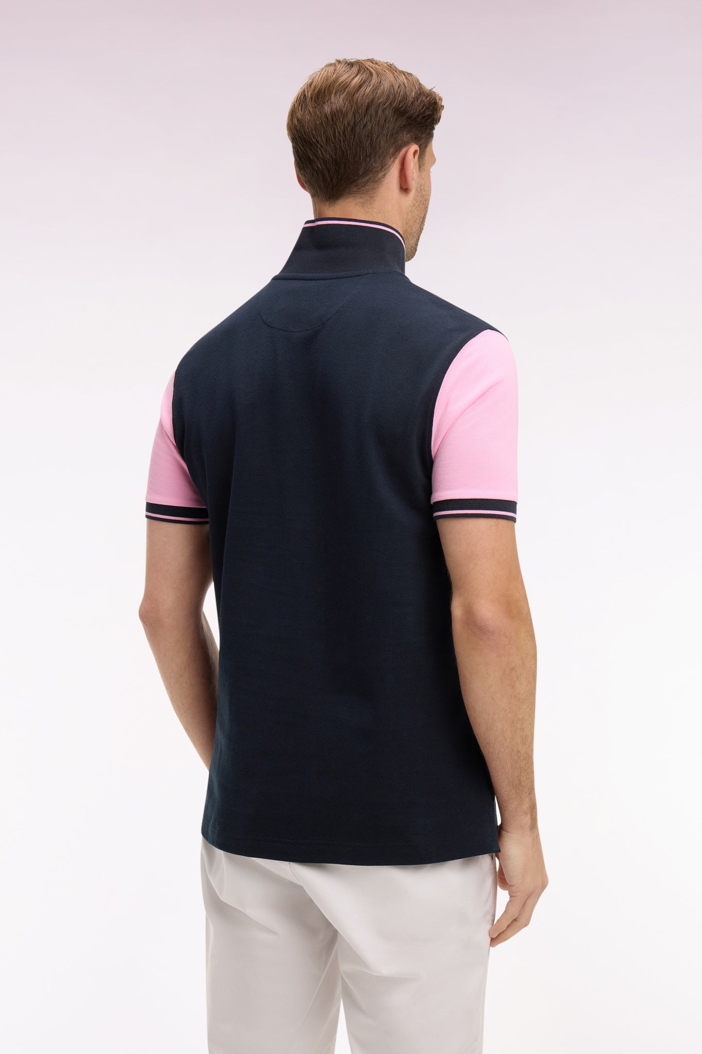 Short-sleeved navy cotton polo shirt with embroidery Eden Park regular fit