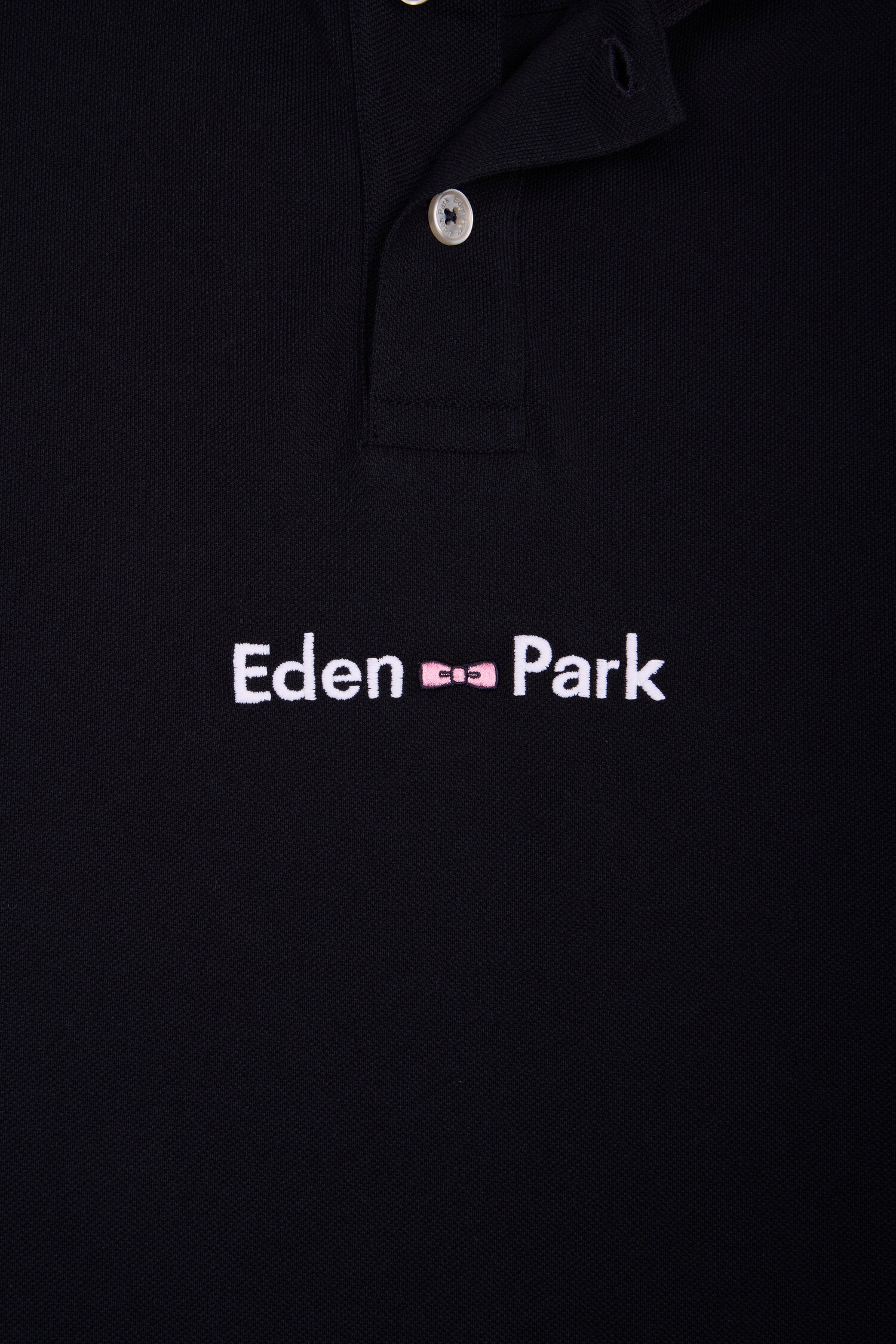 Polo à manches courtes en coton marine broderie Eden Park coupe regular