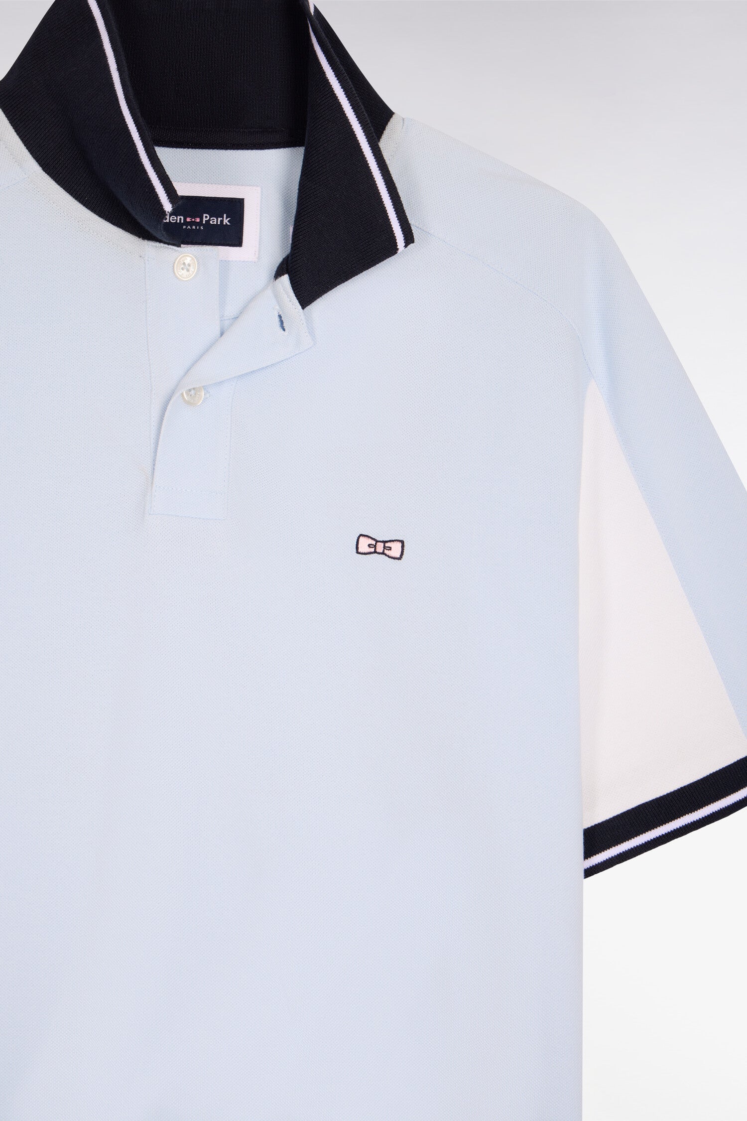 Polo à manches courtes en coton ciel brodé coupe regular