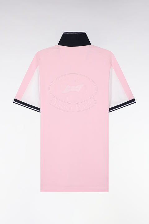 Polo à manches courtes en coton rose brodé coupe regular - Image 2