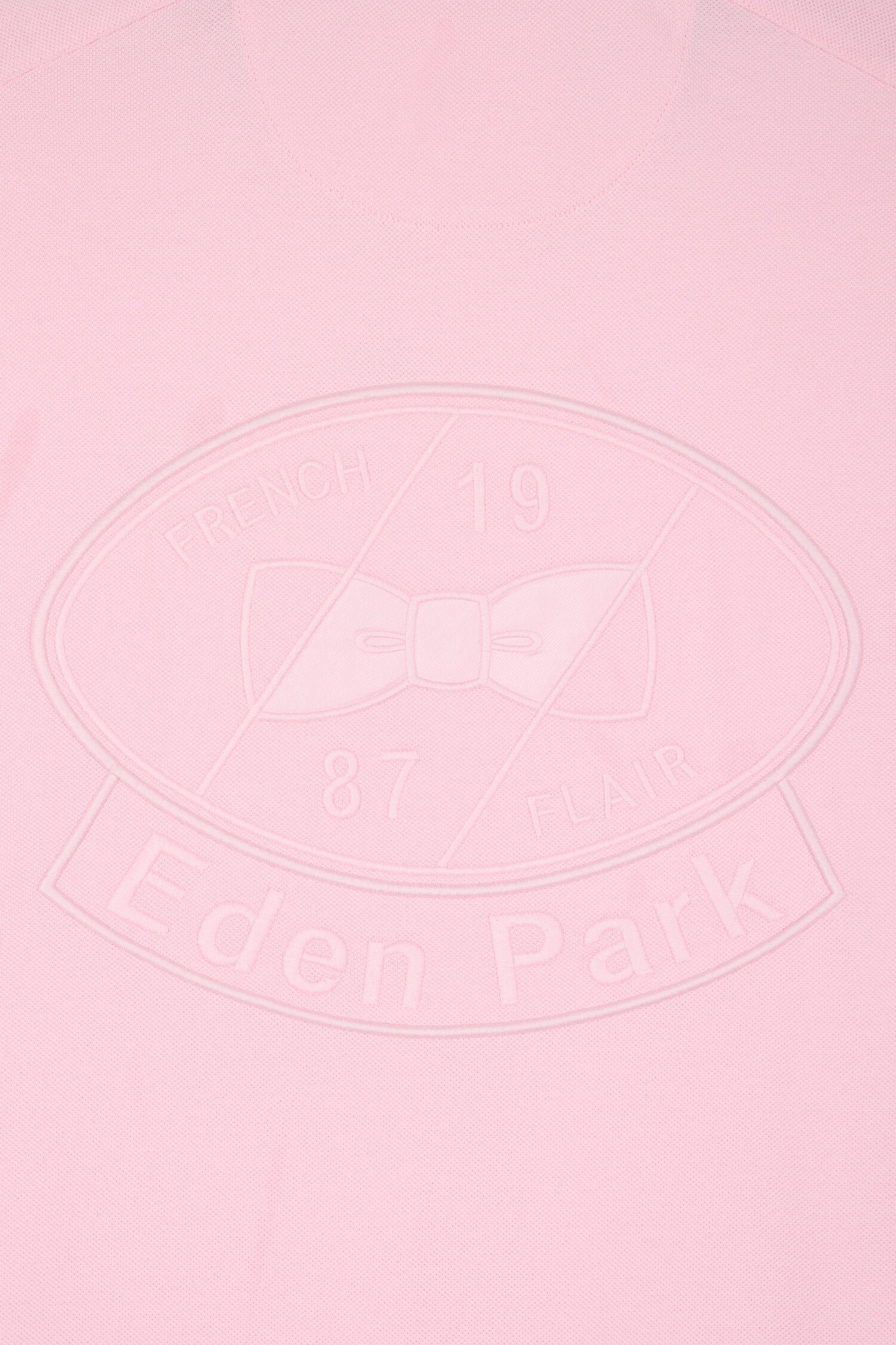 Polo à manches courtes en coton rose brodé coupe regular