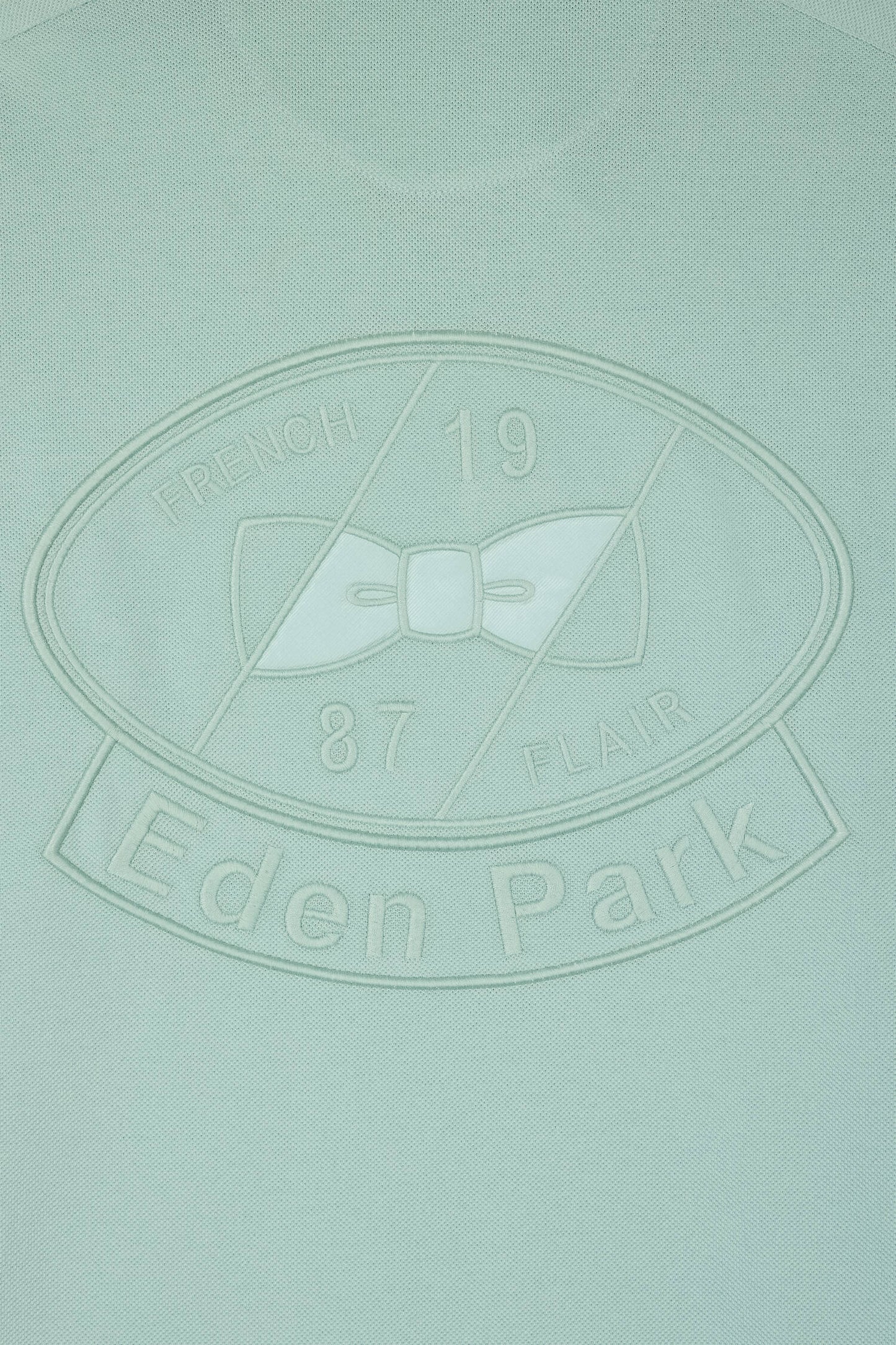 Polo à manches courtes en coton vert d'eau brodé coupe regular