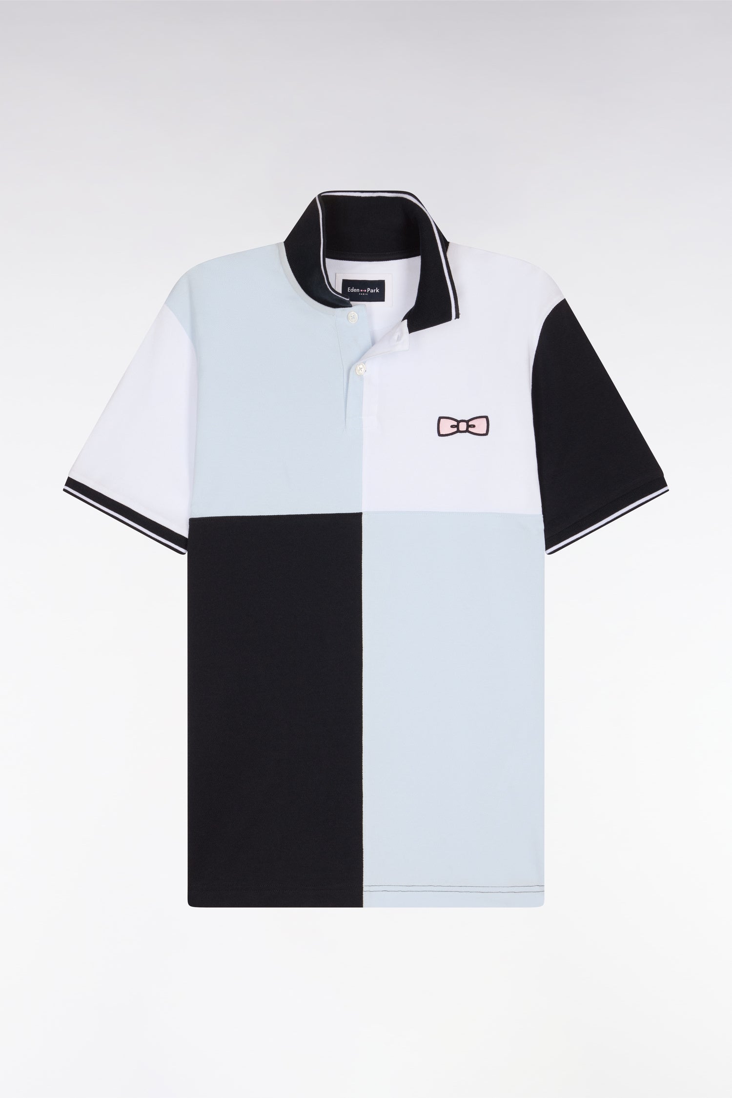 Polo à manches courtes en coton bleu ciel à cadrans coupe regular