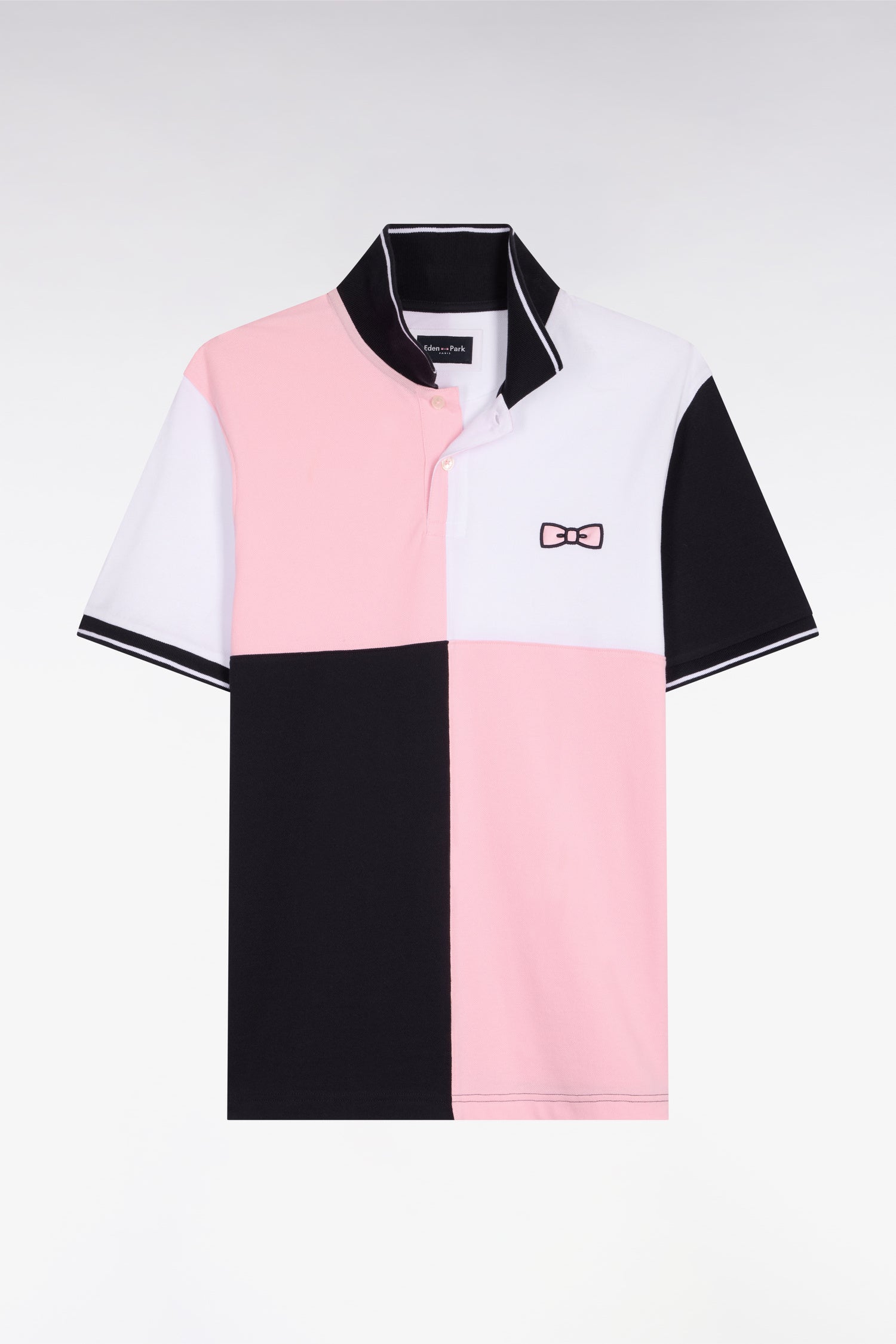 Polo à manches courtes en coton rose à cadrans coupe regular