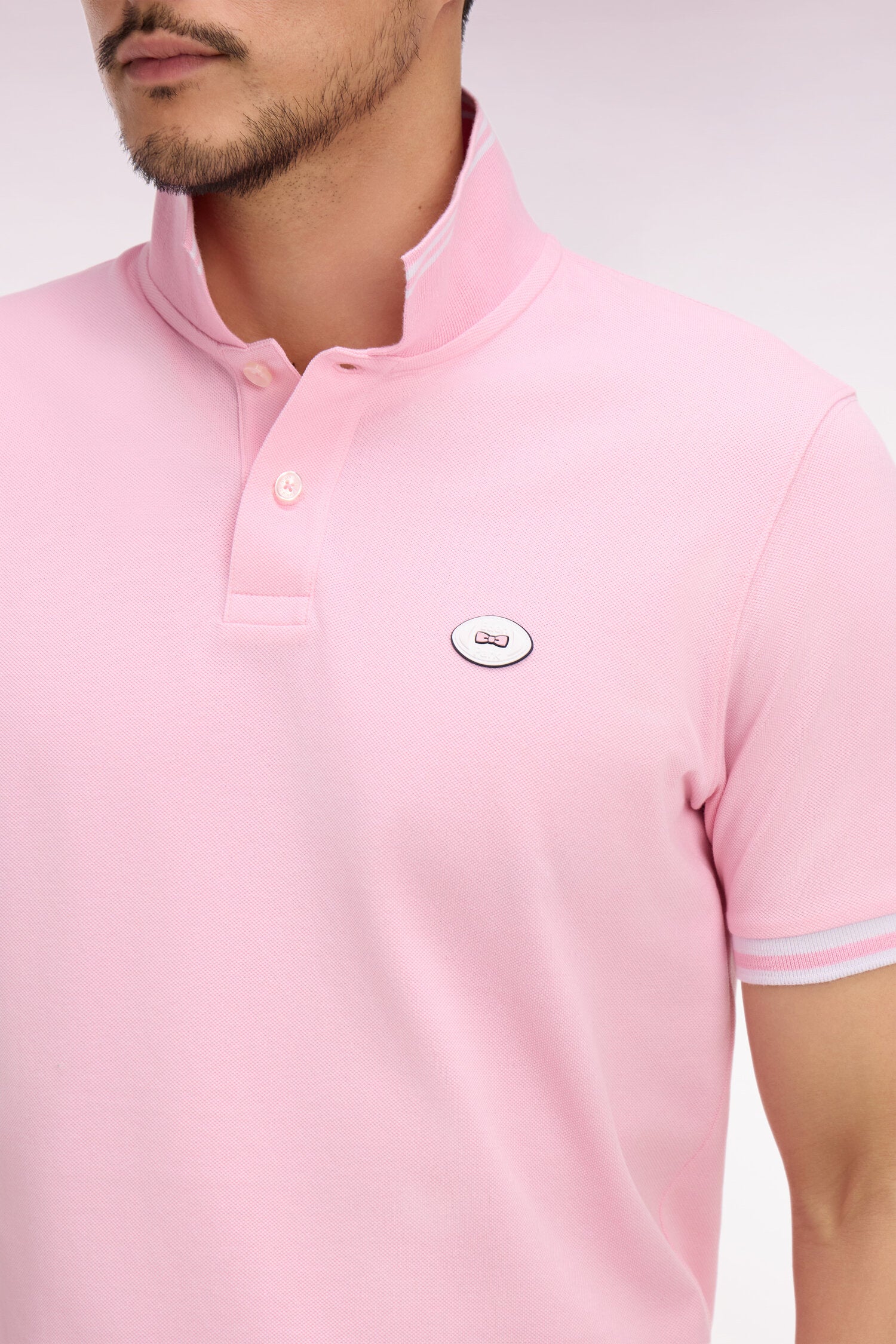 Polo à manches courtes en coton rose
