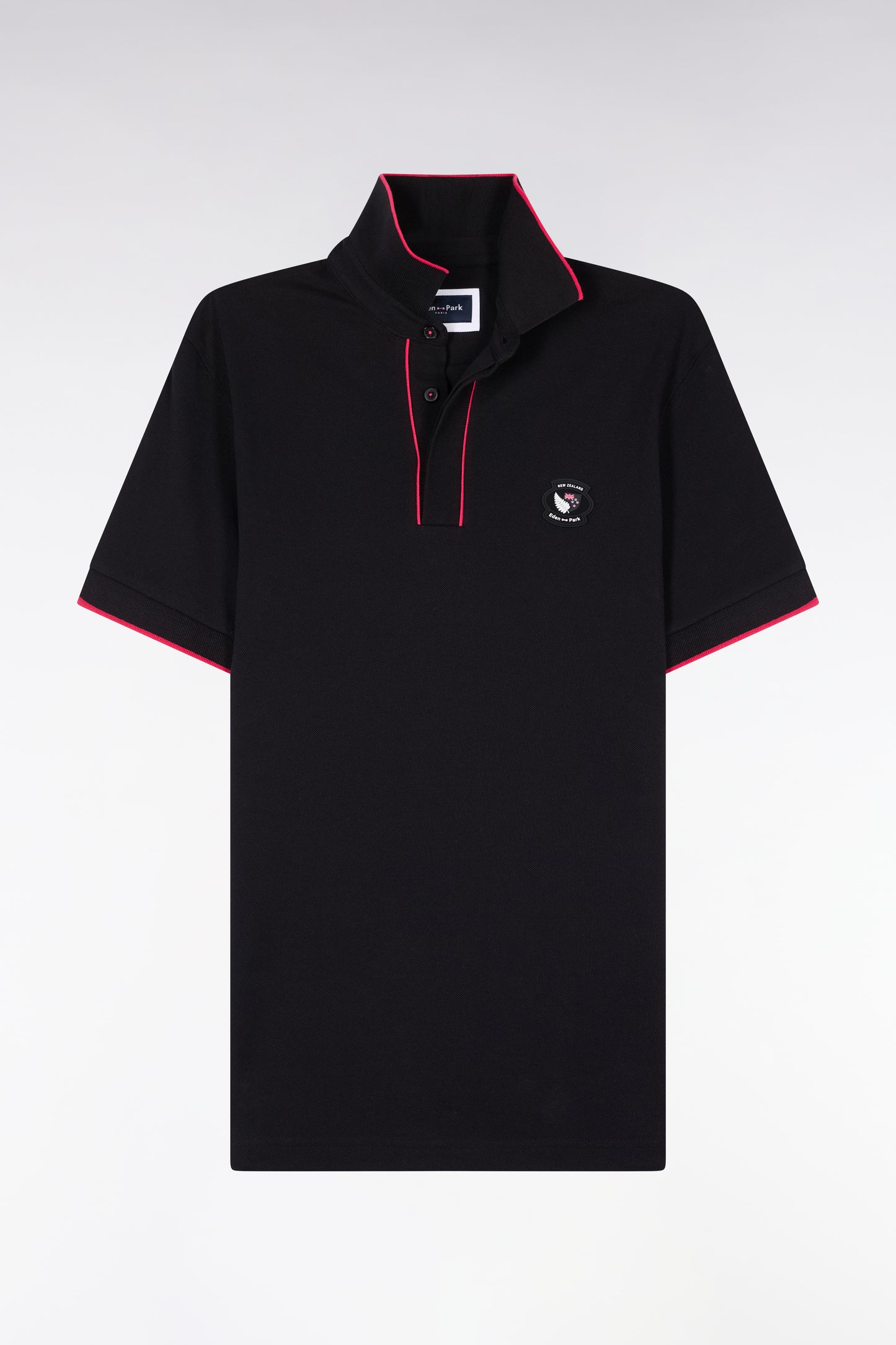 New Zealand Black Cotton Short Sleeve Polo Shirt