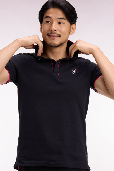 Polo à manches courtes en coton noir New Zealand - Image 1