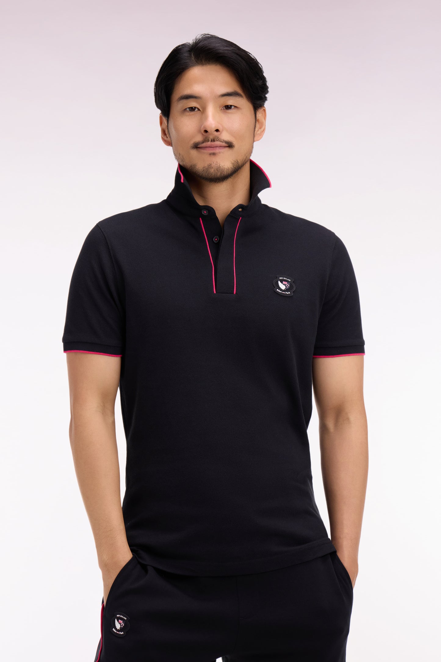 New Zealand Black Cotton Short Sleeve Polo Shirt