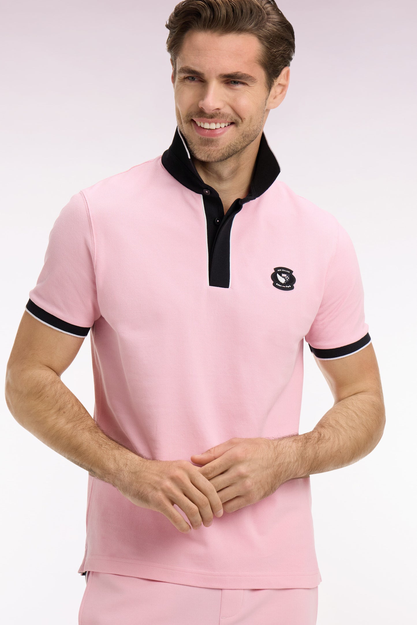 New Zealand Pink Cotton Short Sleeve Polo Shirt