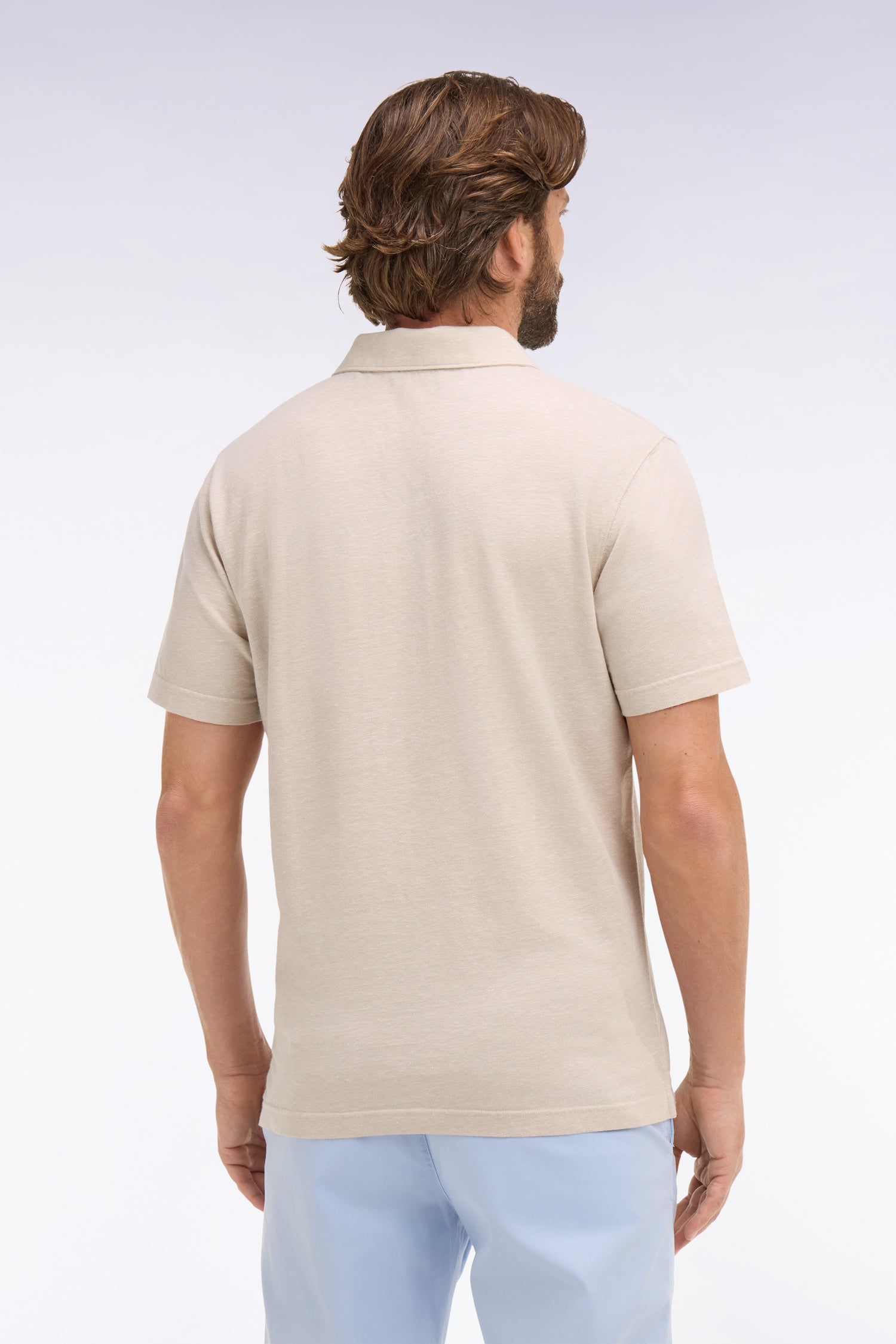 short-sleeved polo shirt in Oxford ecru Regular fit