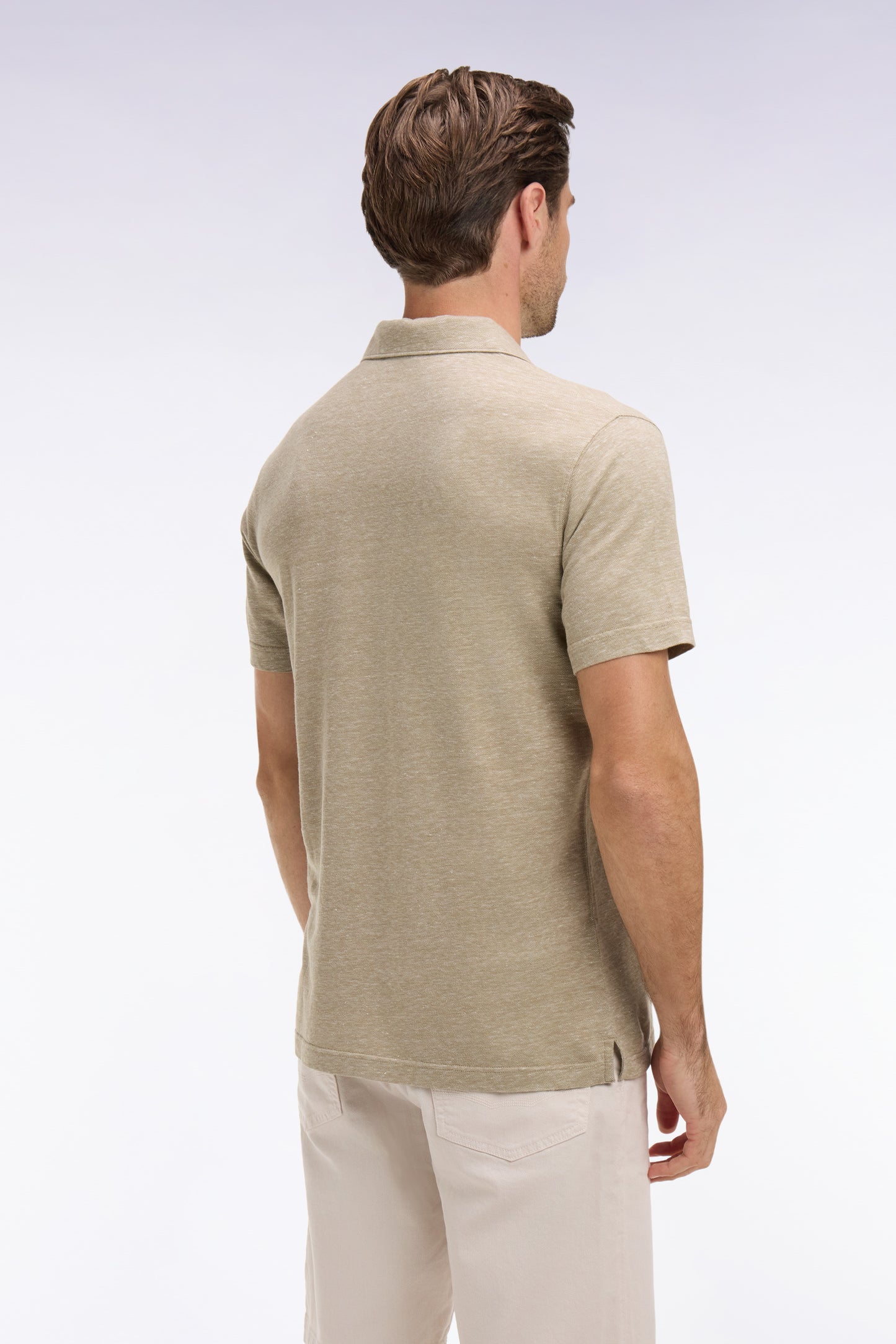 Polo à manches courtes en Oxford beige coupe regular