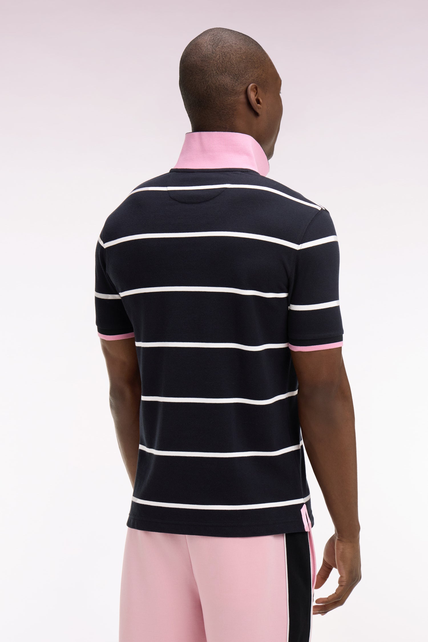 Polo à manches courtes 6 Nations en coton marine rayé coupe regular