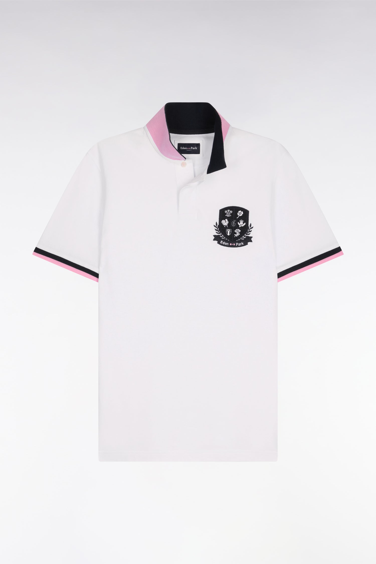 Polo à manches courtes 6 Nations en piqué coton blanc