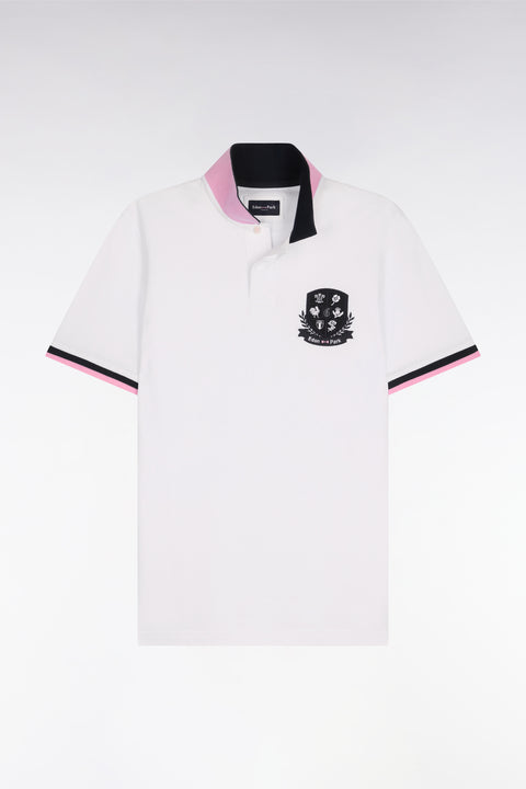 Polo à manches courtes 6 Nations en piqué coton blanc - Image 2