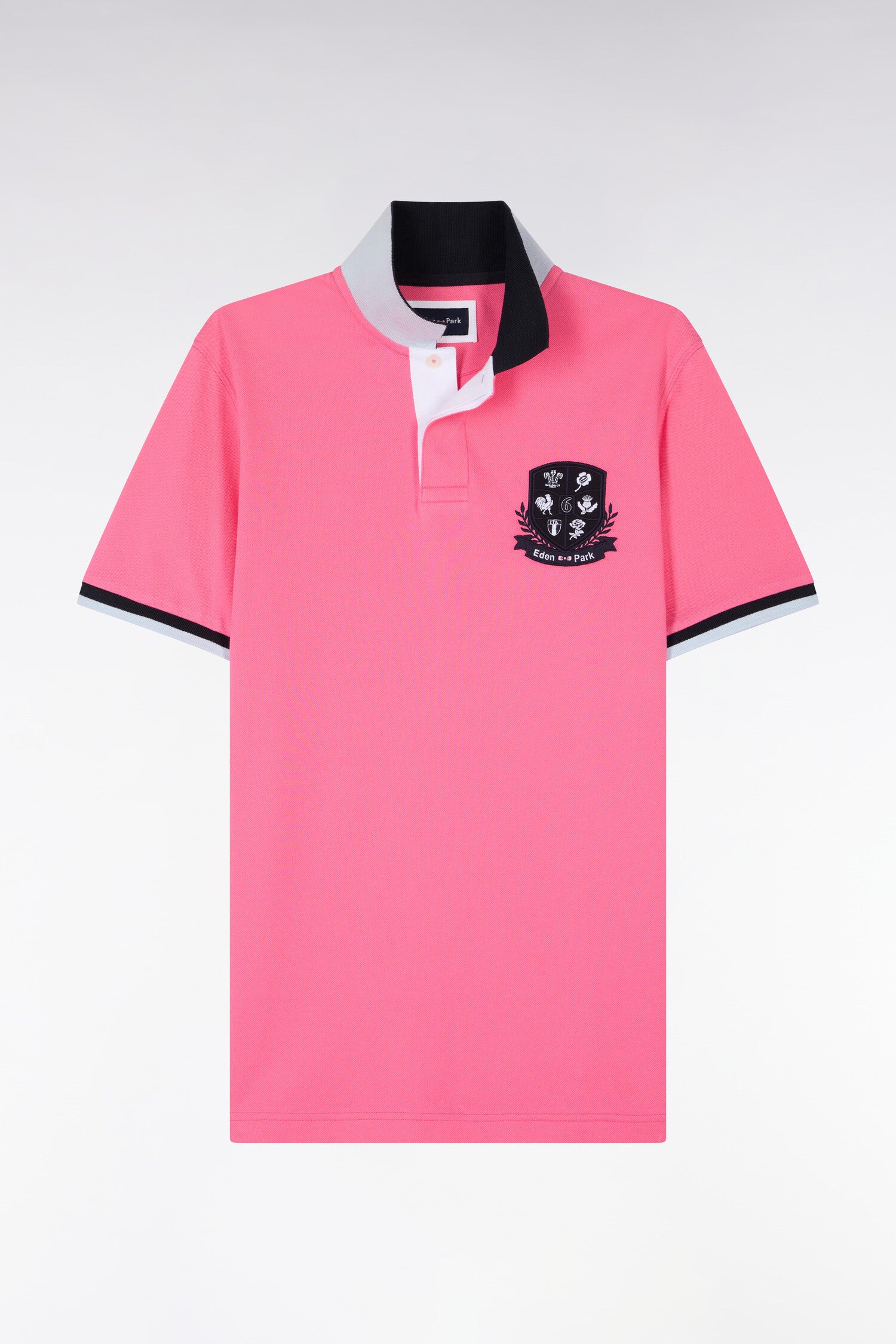 Polo à manches courtes 6 Nations en piqué coton rose