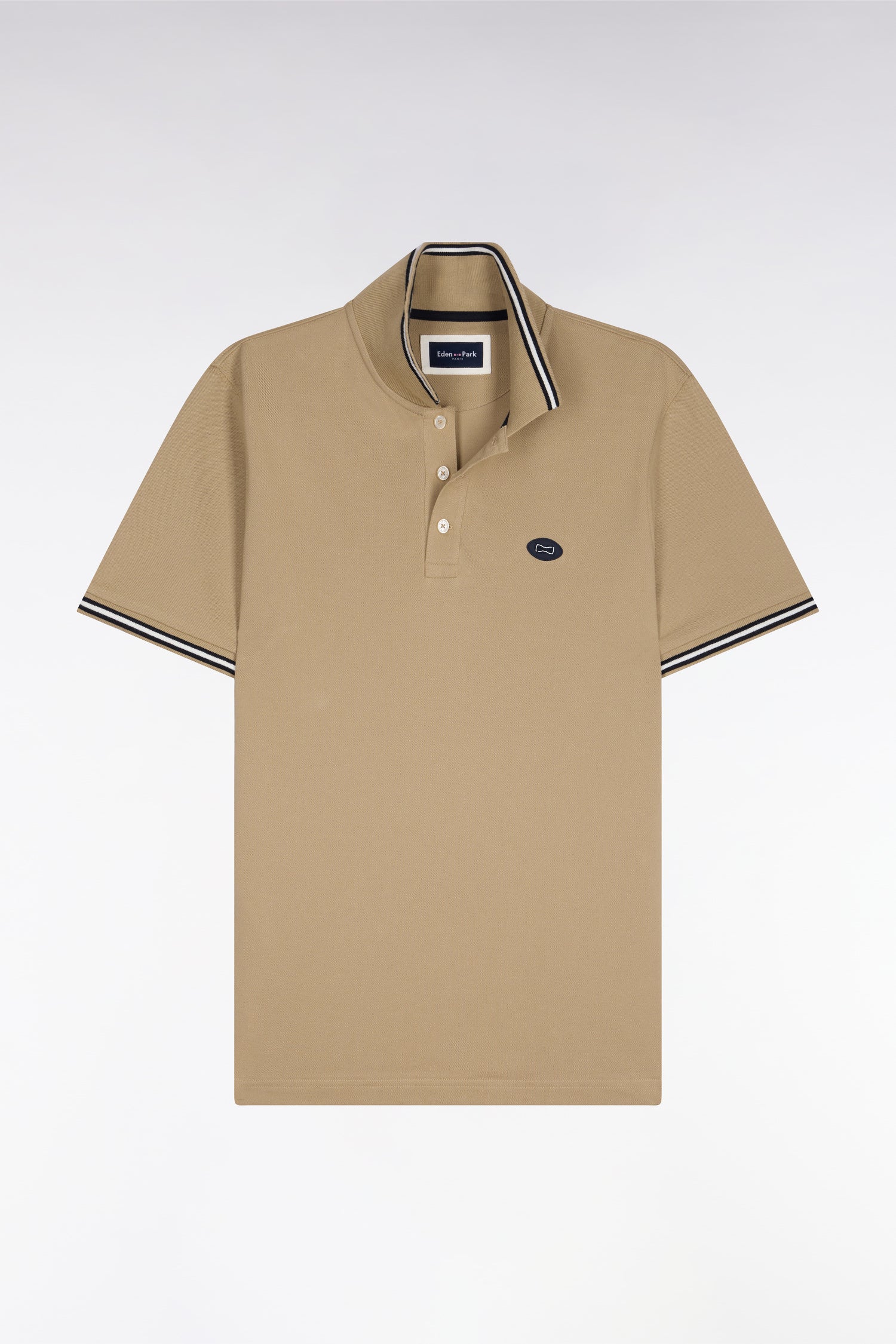 Polo à manches courtes en coton beige