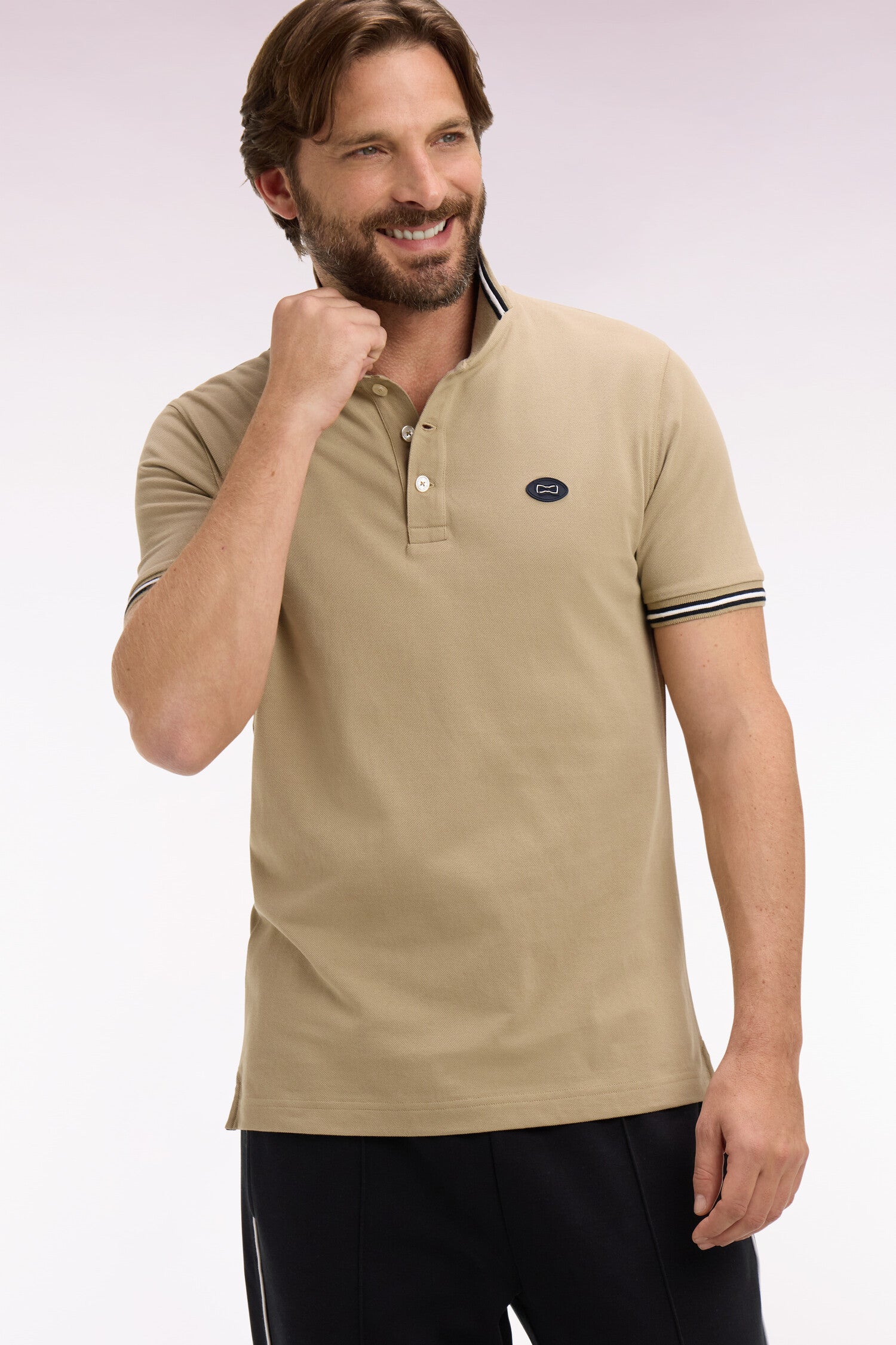 polo de manga corta en algodón beige