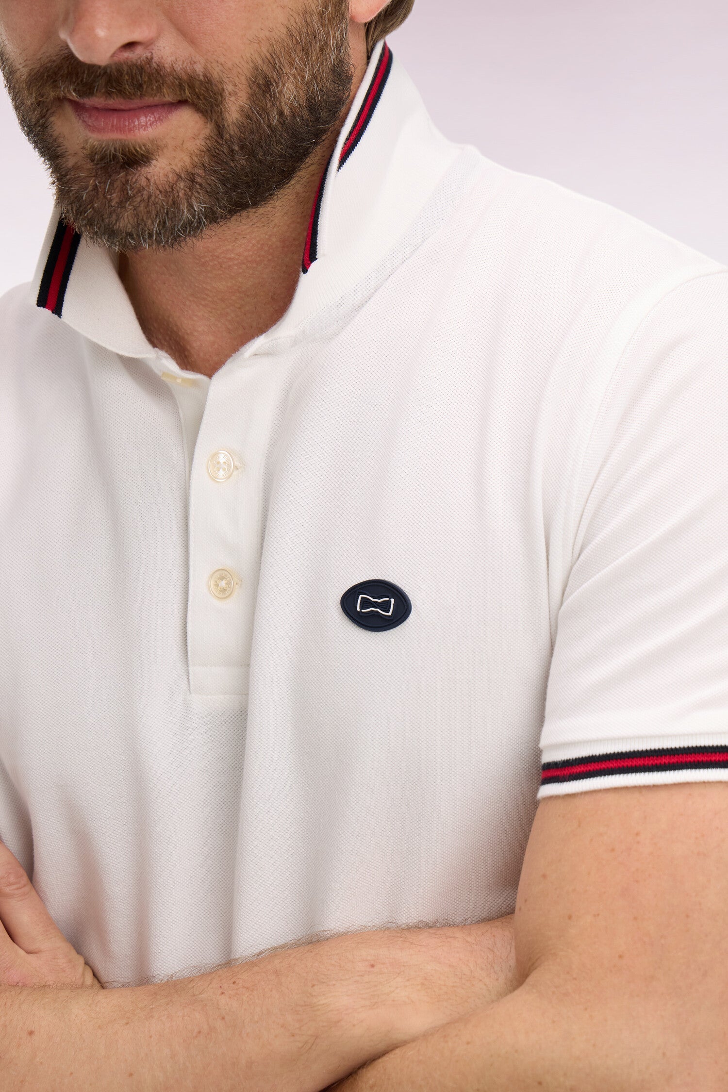 Polo à manches courtes en coton blanc
