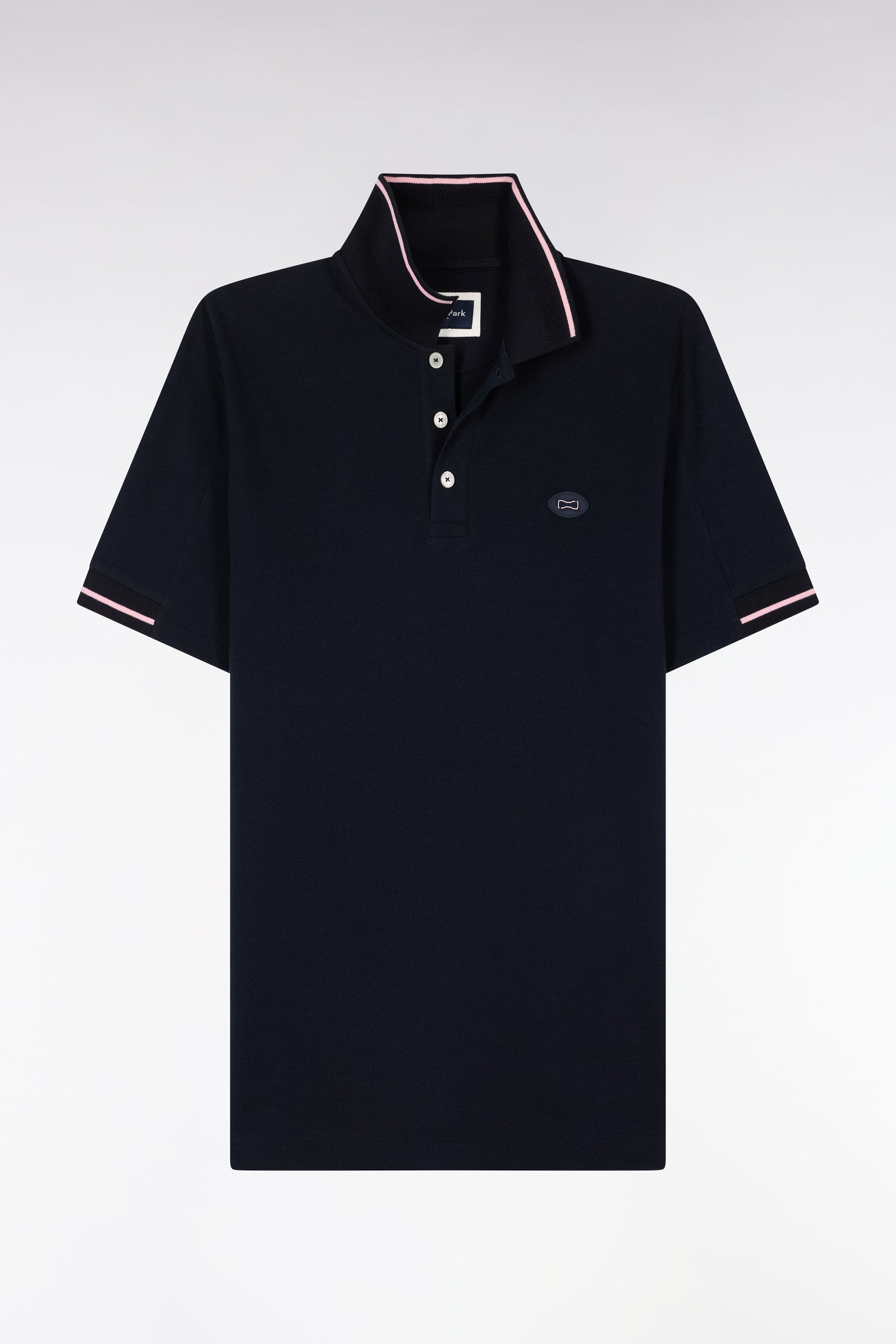 polo de manga corta en piqué de algodón azul marino