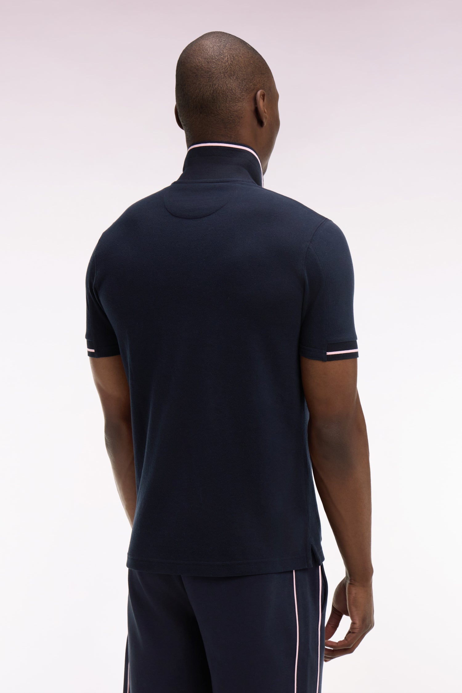short-sleeved polo shirt in cotton piqué navy