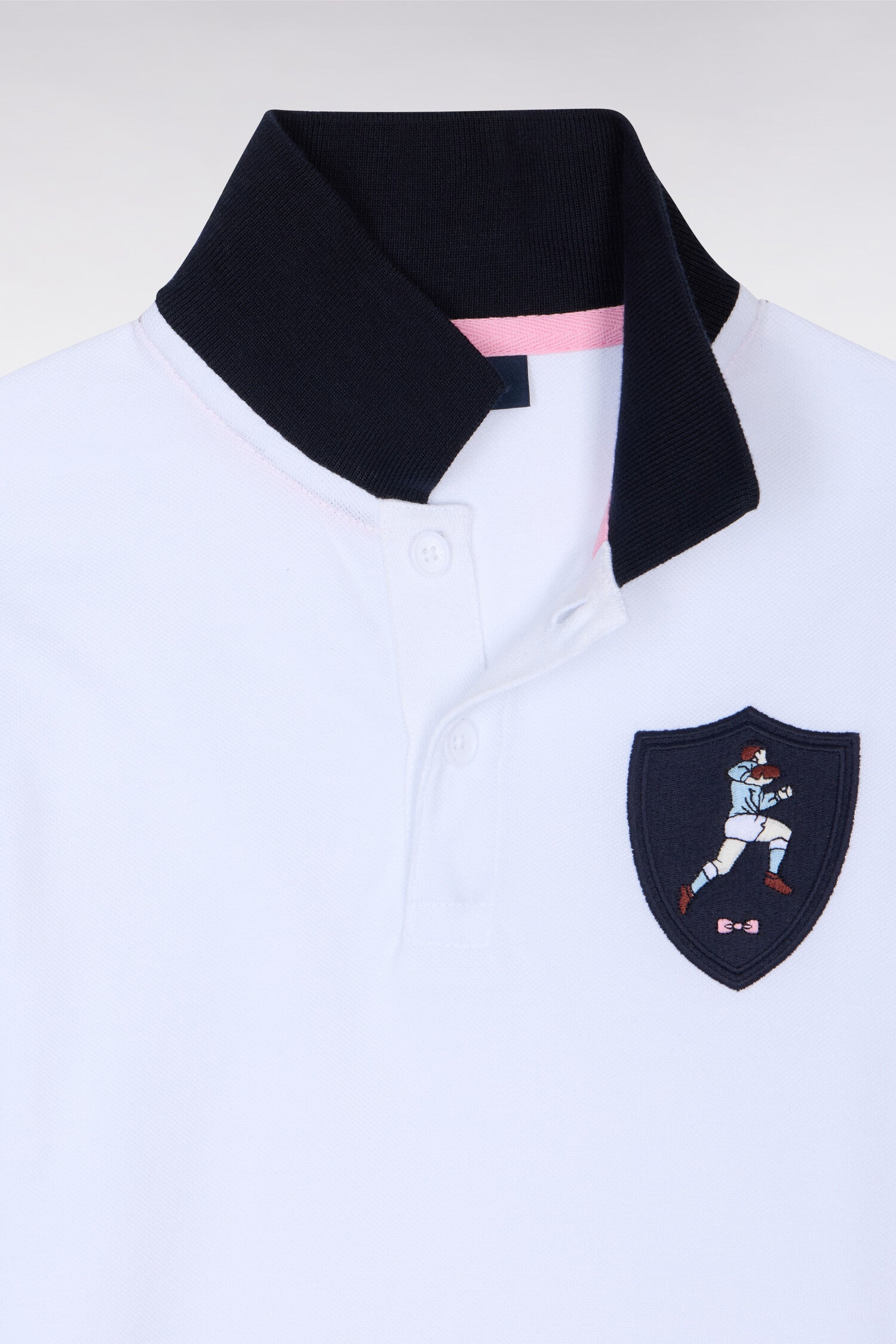 Polo à manches courtes en jersey coton blanc écusson rugby
