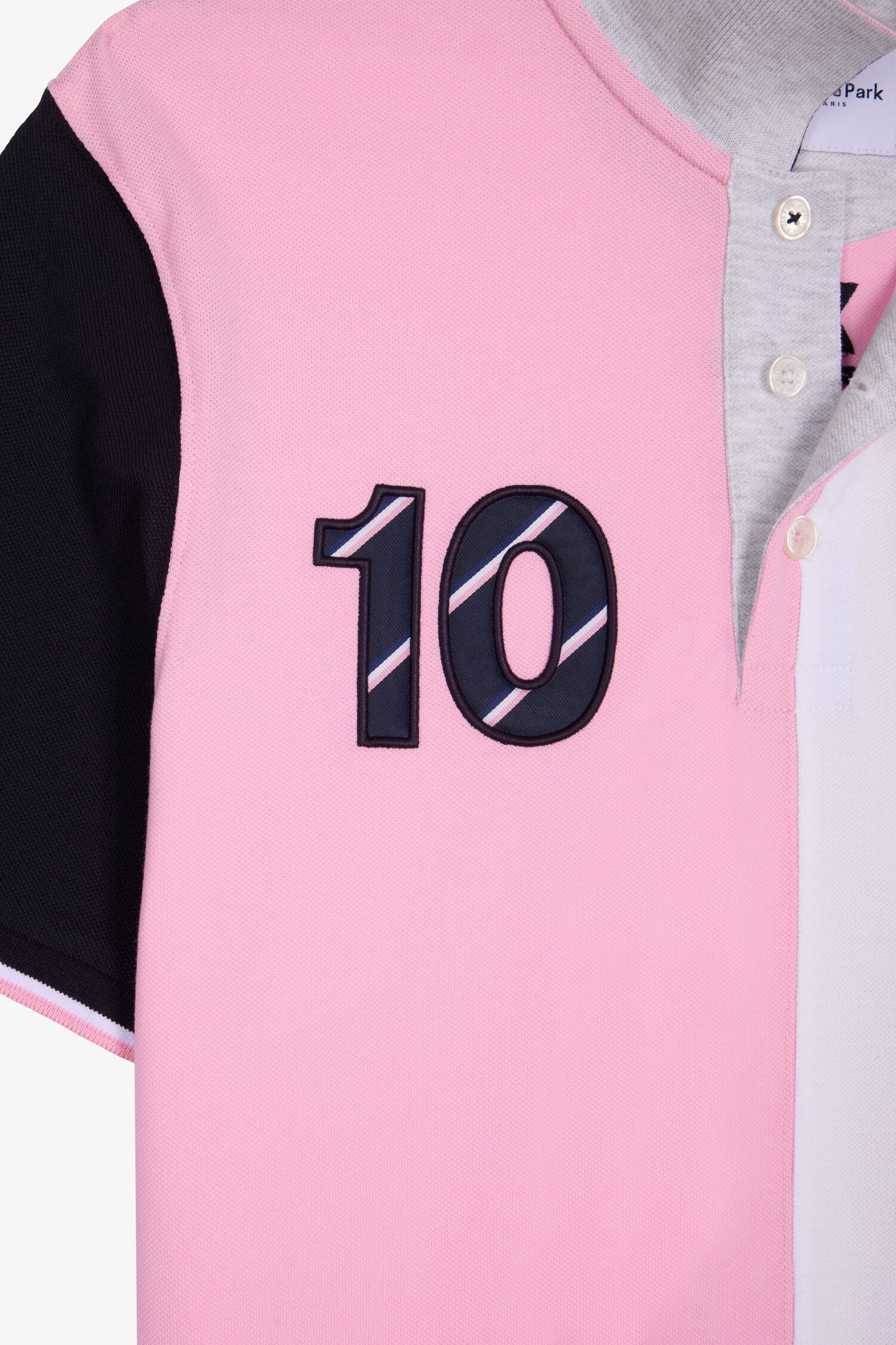 Polo à manches courtes XV de France en coton rose à découpes cadran