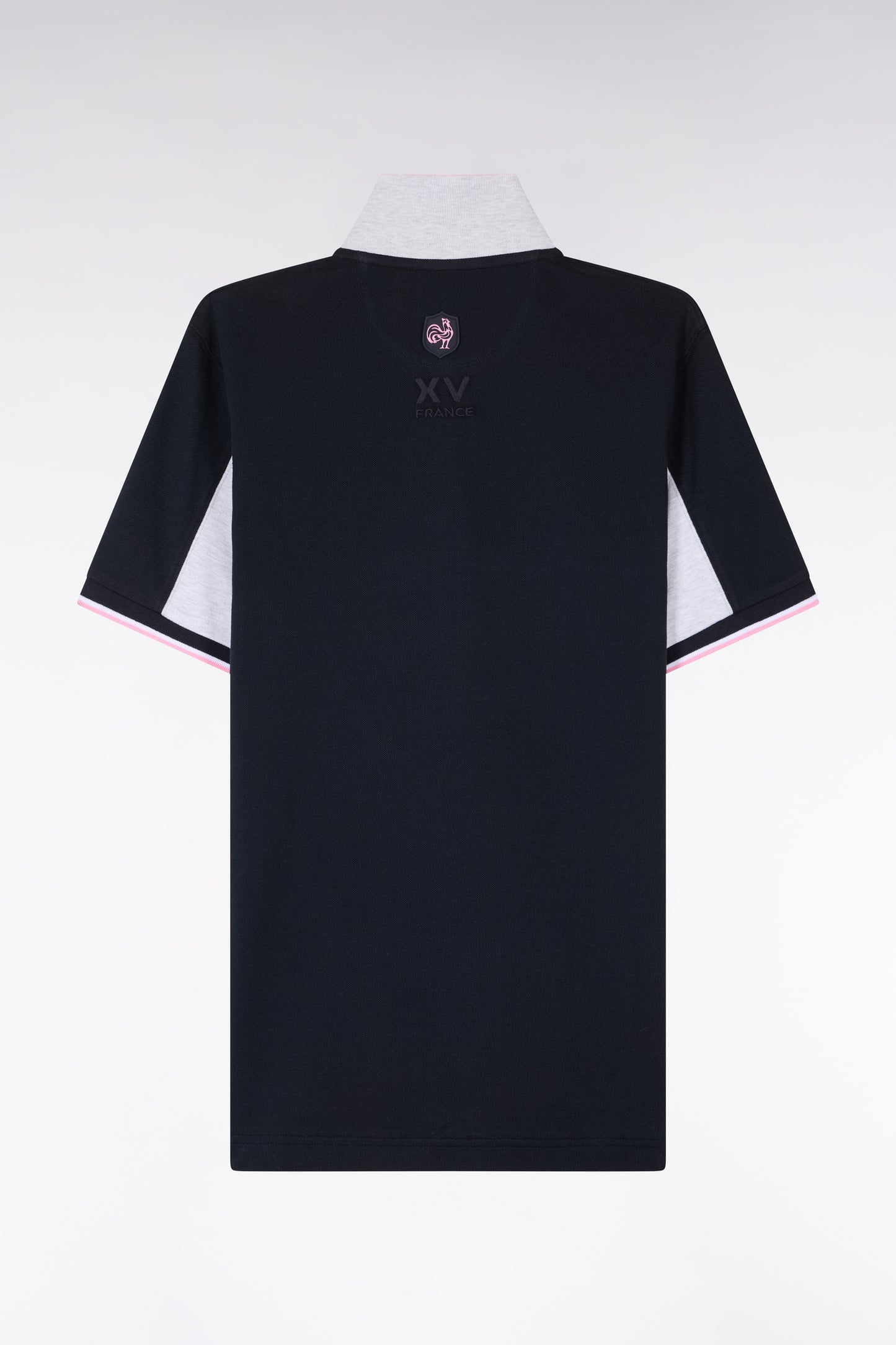 Polo à manches courtes XV de France en piqué coton marine découpes blanches