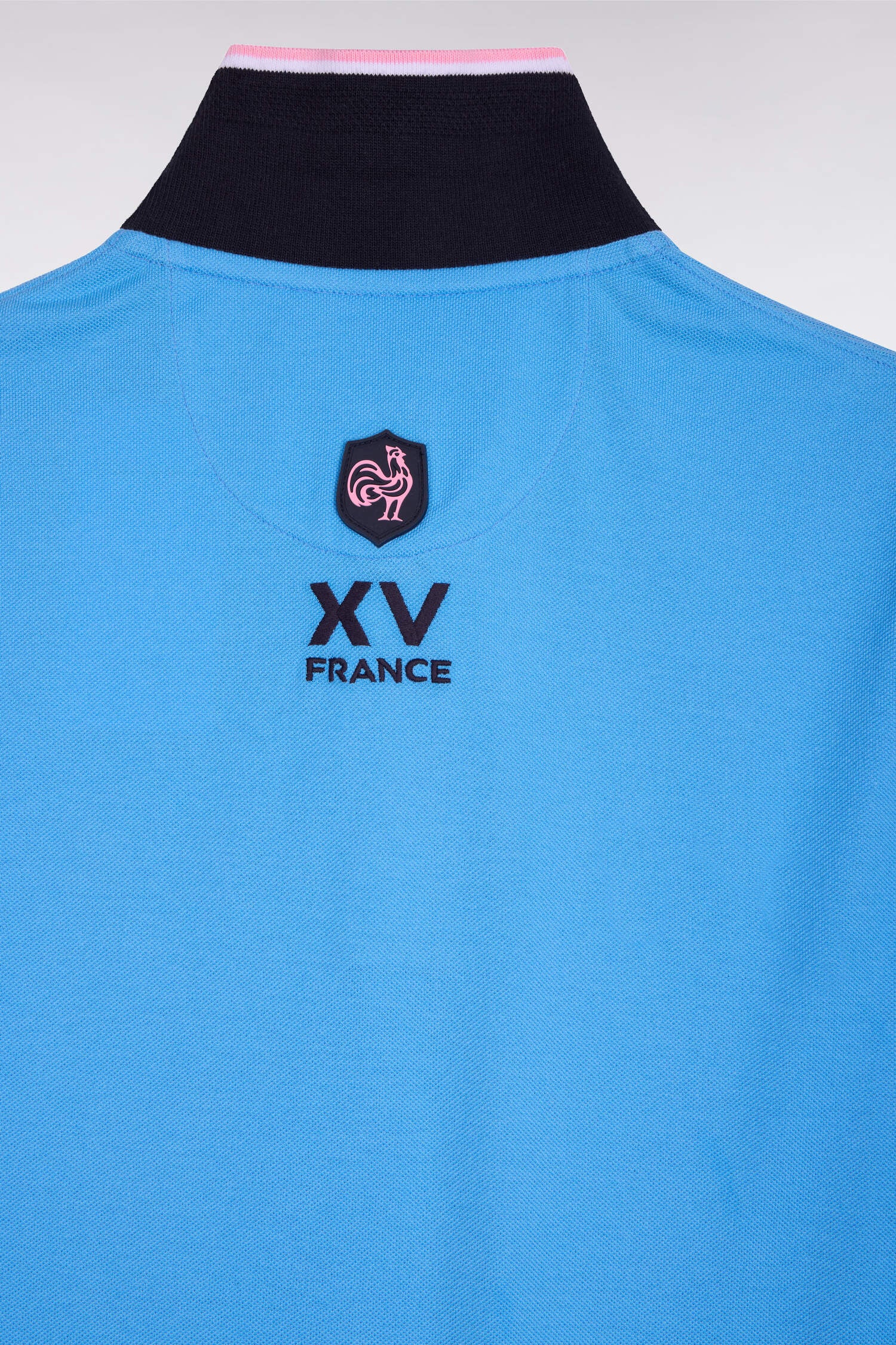 Polo à manches courtes XV de France en piqué coton bleu à découpes de manches