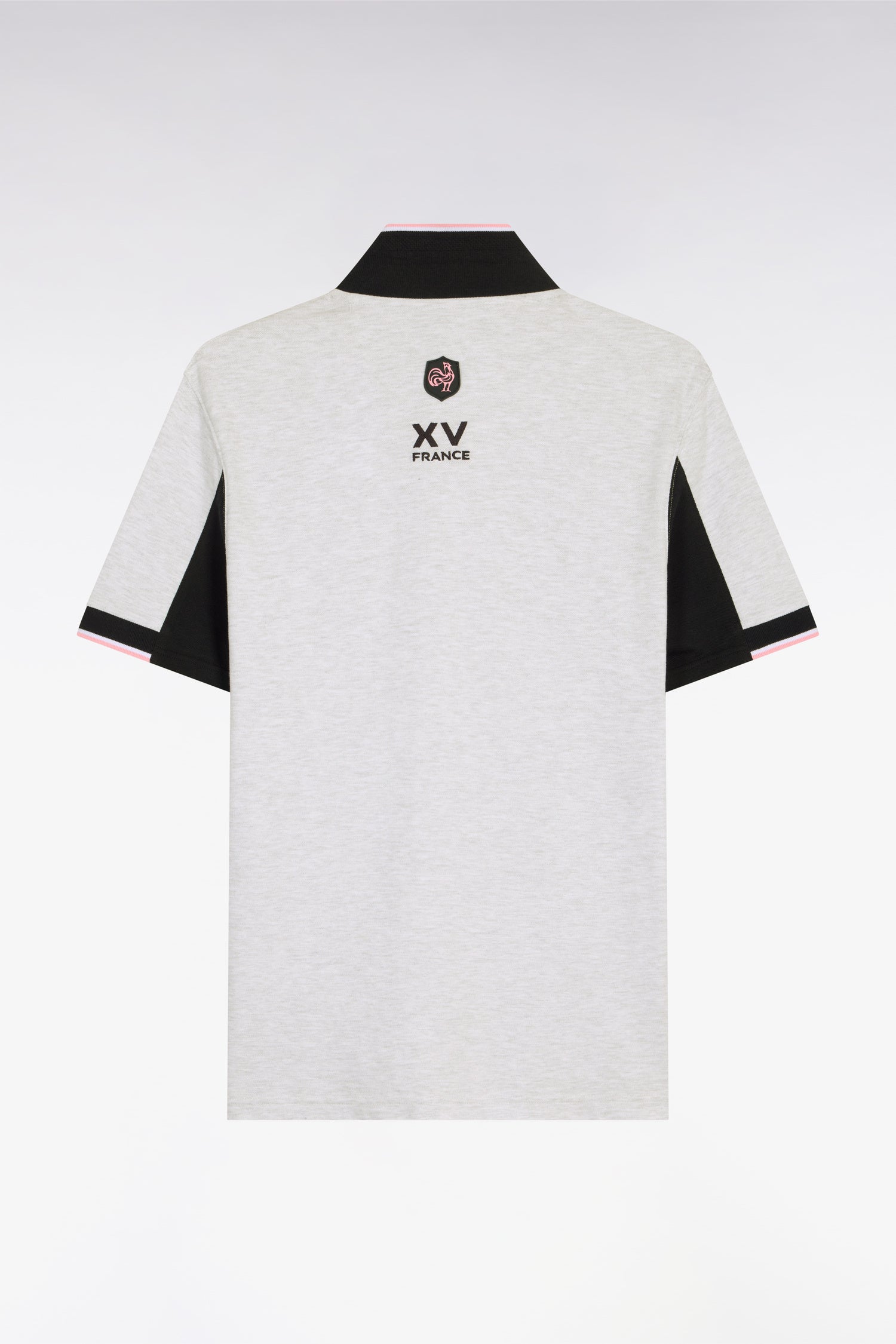 Polo à manches courtes XV de France en piqué coton gris clair à découpes de manches
