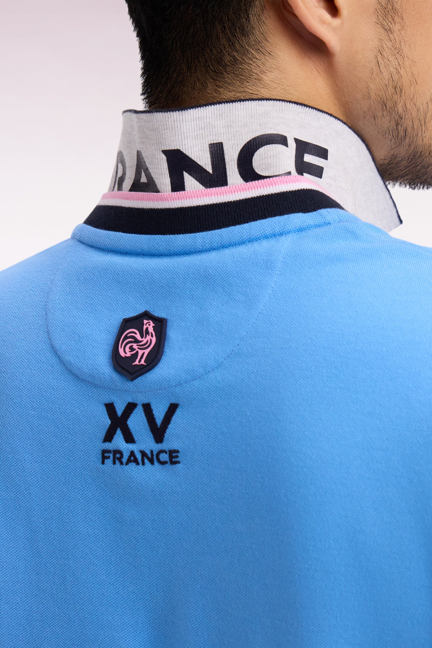 Polo à manches courtes XV de France en piqué coton bleu France