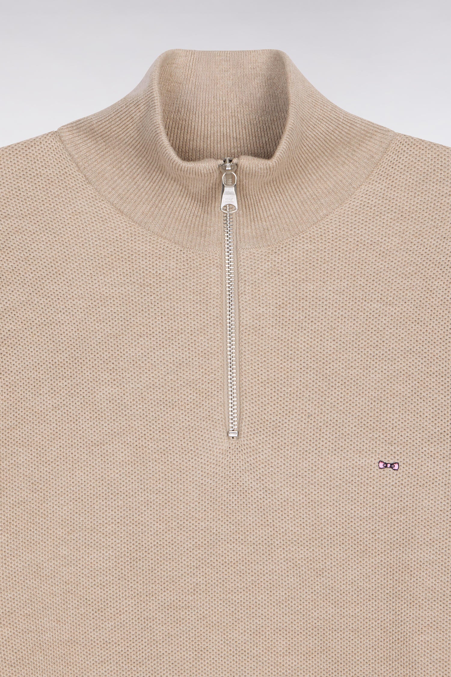 Pull col camionneur en coton beige