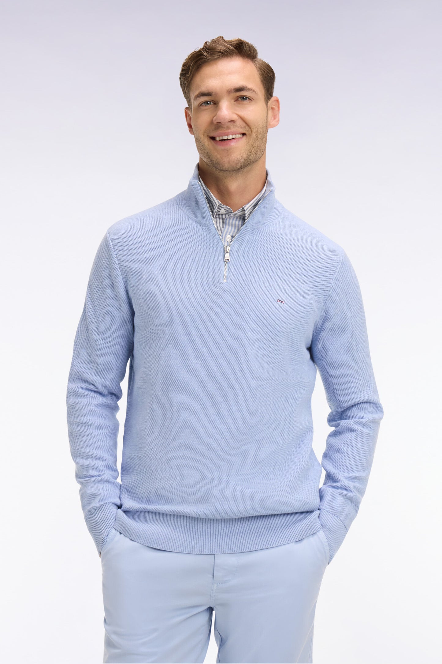 Sky cotton trucker neck sweater
