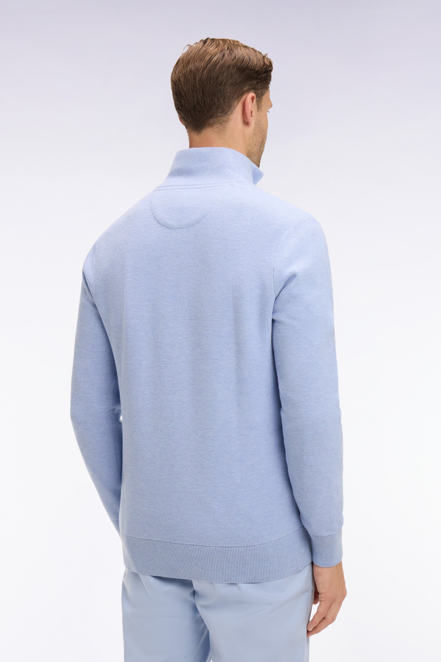 Pull col camionneur en coton ciel